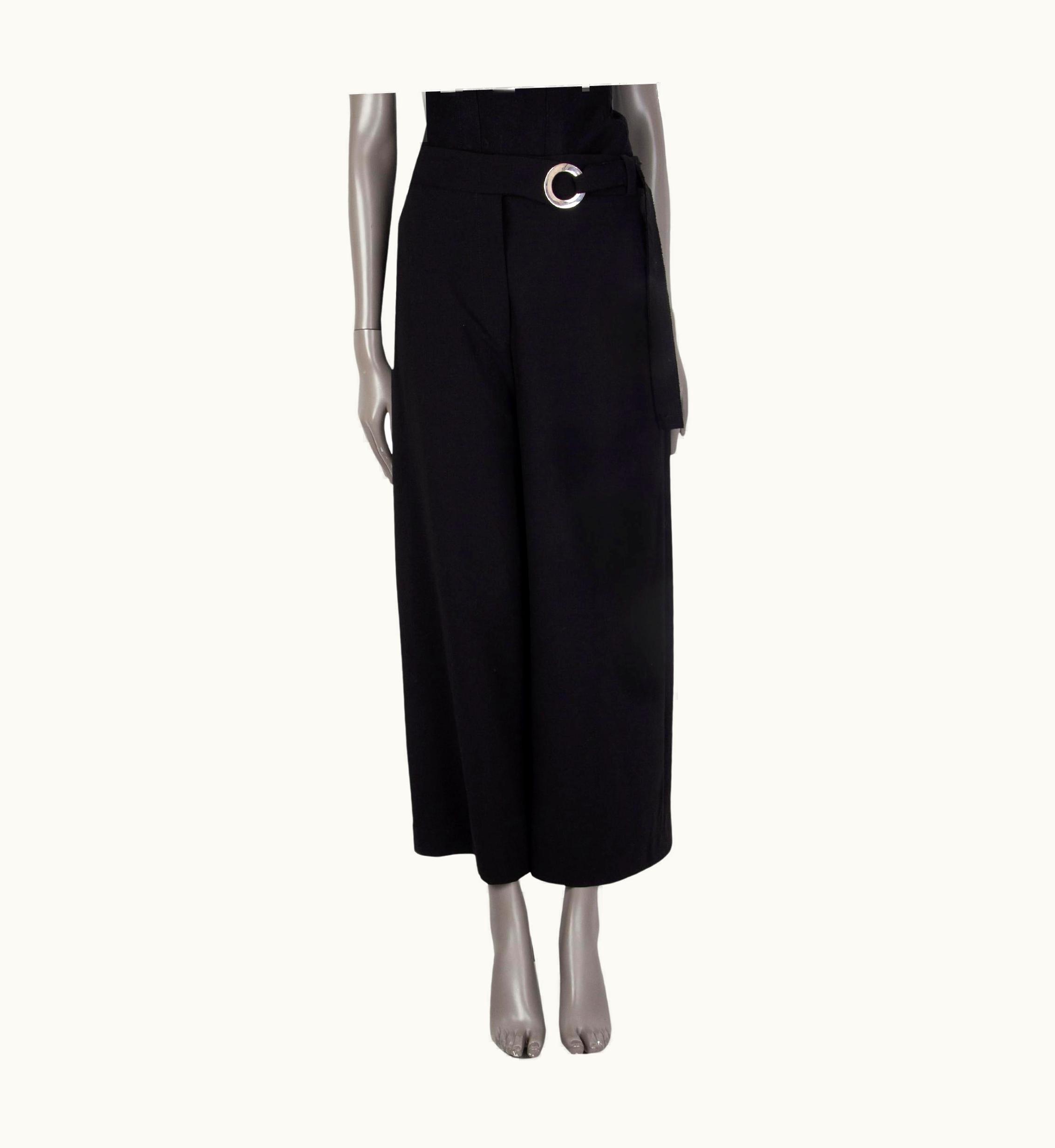 Proenza Schouler Black Wool Loop Buckle Wide Leg Pants 8