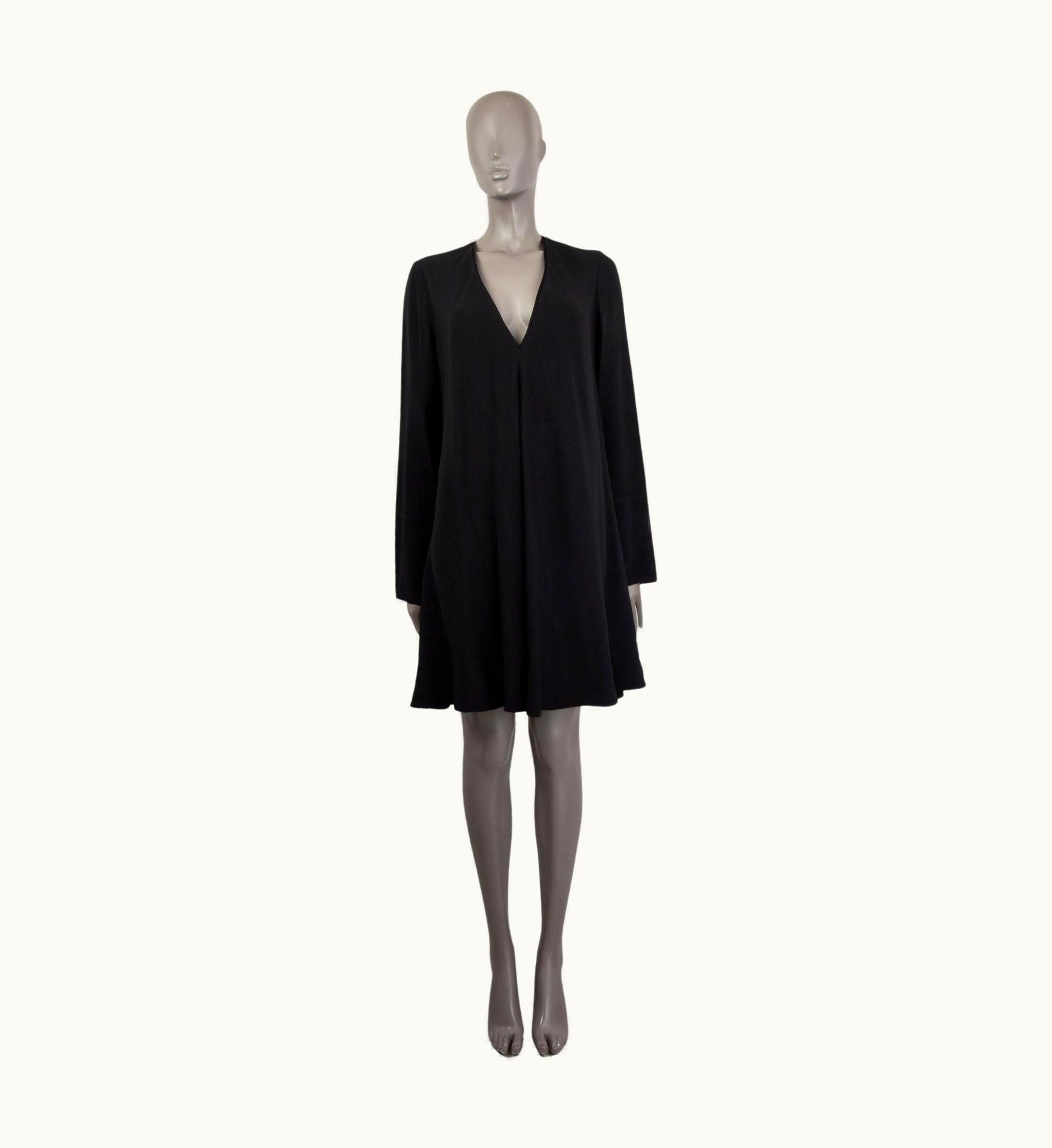 Proenza Schouler Black Acetate A-line V-neck Long Sleeve Shift Dress 8
