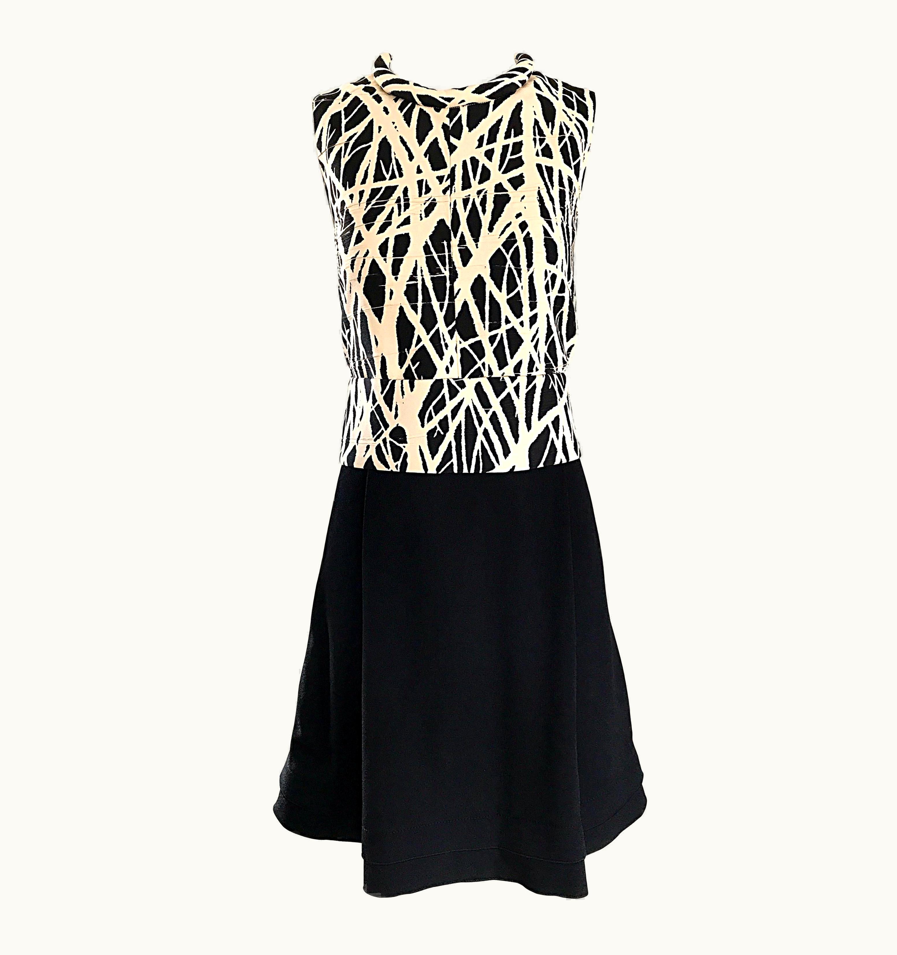 Proenza Schouler Black And White Abstract 1960s Style A Line Dress