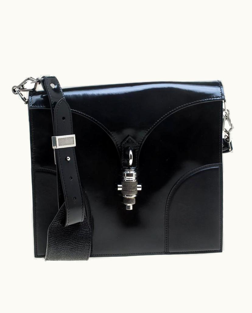 Proenza Schouler Black Leather Record Shoulder Bag