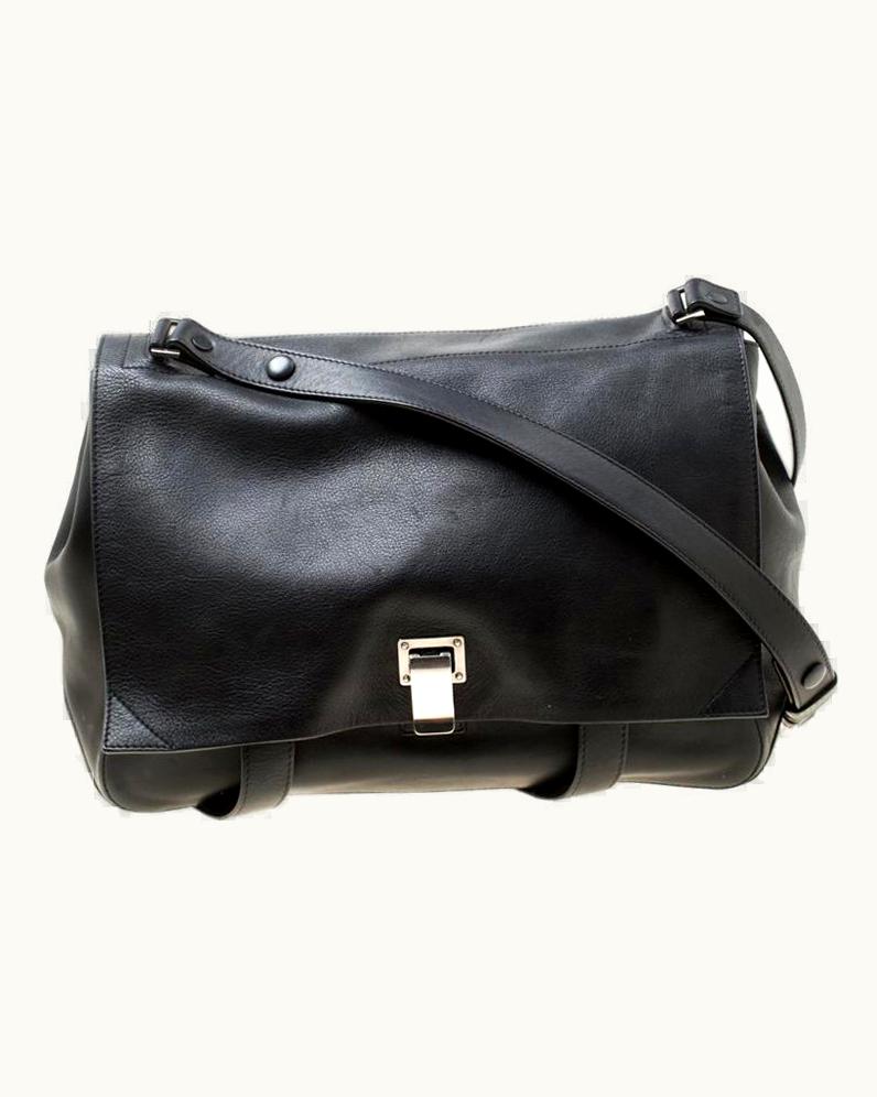 Proenza Schouler Black Leather Ps Courier Shoulder Bag