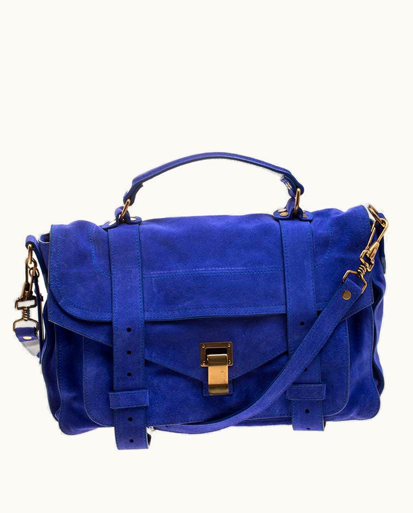 Proenza Schouler Blue Suede Ps1 Top Handle Bag