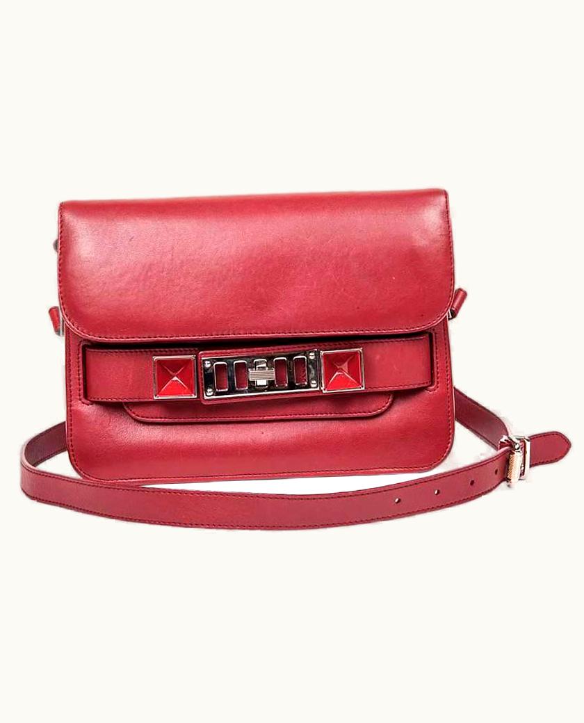 Proenza Schouler Ps11 Smooth Burgundy Leather Double Flap Bag