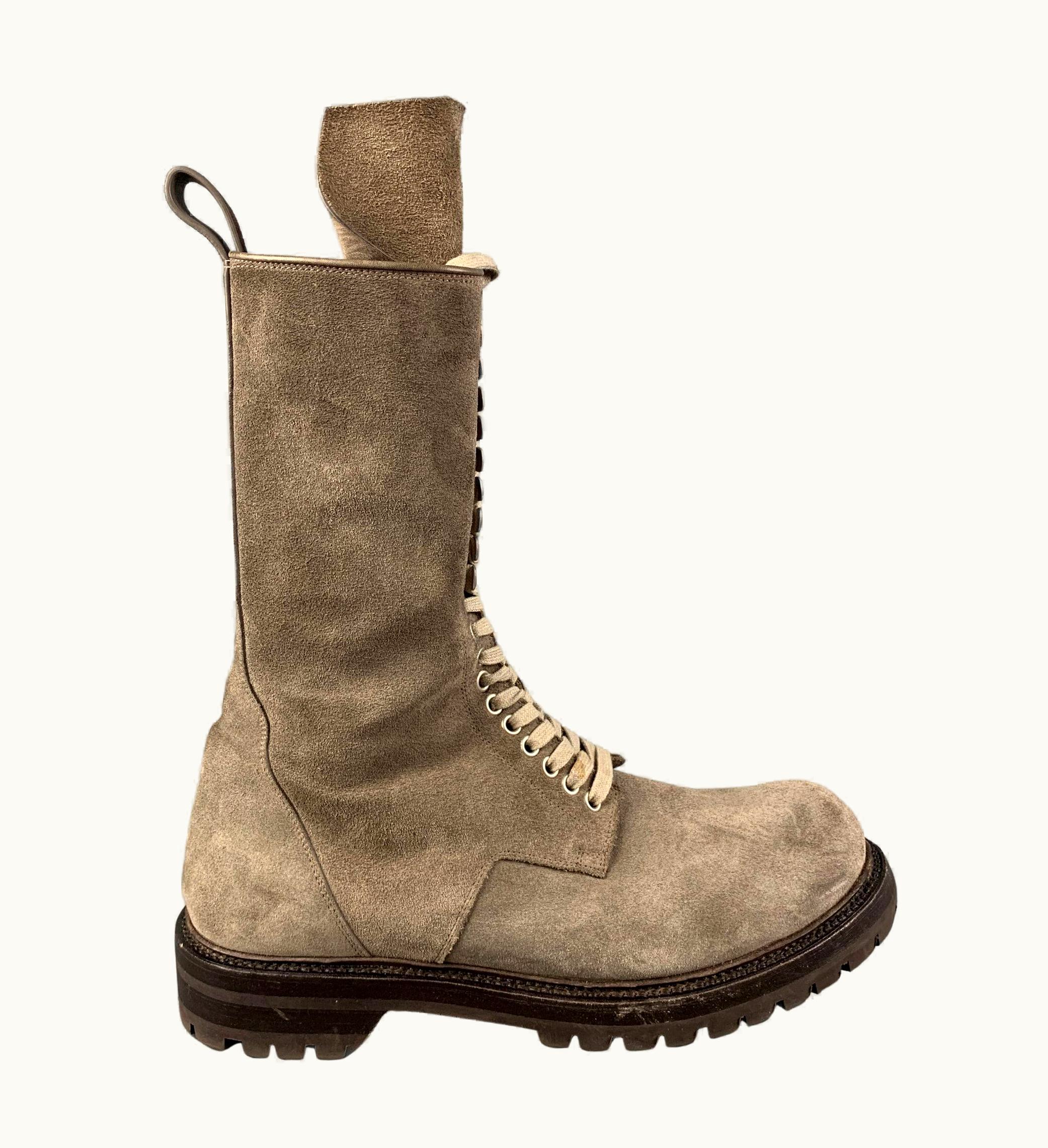 Rick Owens Taupe Suede Army Boots