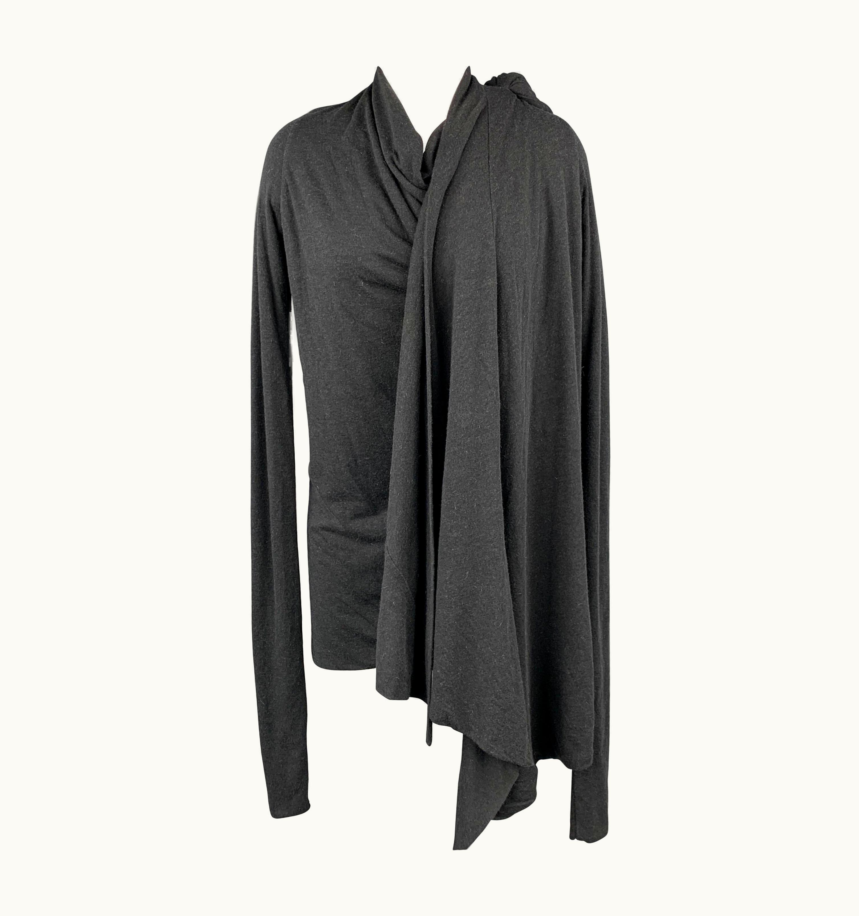 Rick Owens Lilies One Size Charcoal Acetate Draped Cardigan