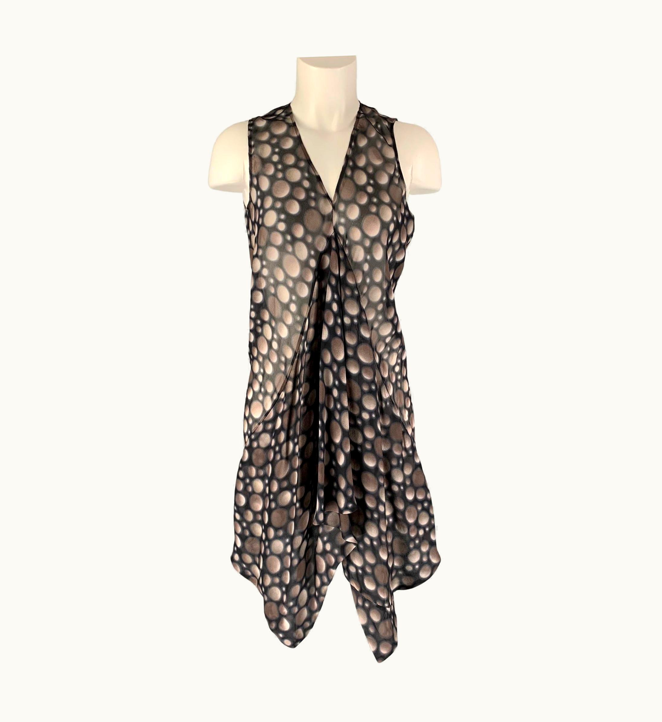 Rick Owens S/Sm Taupe Black Dots Sleeveless Dress