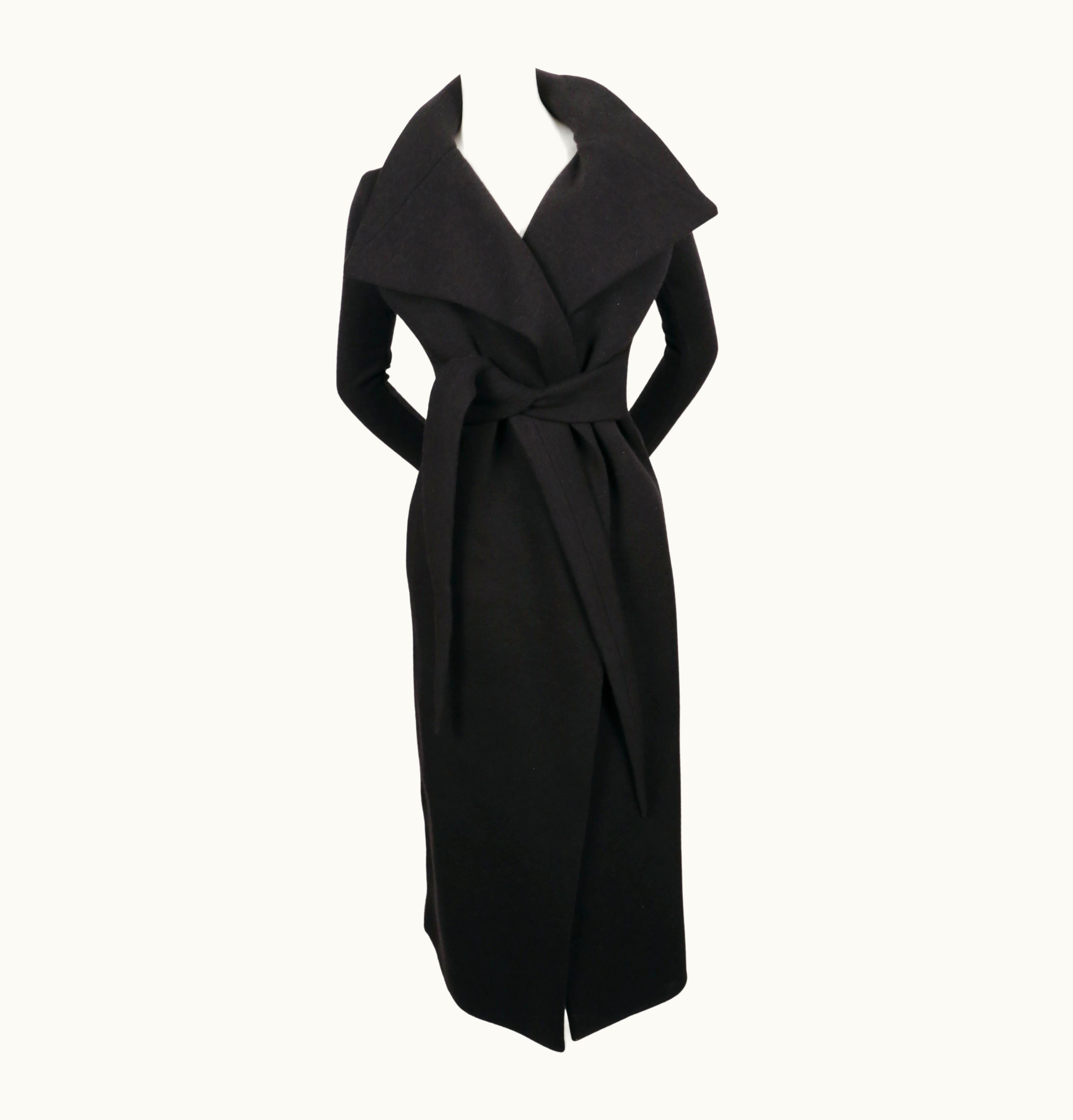 Rick Owens Lilies Long Brown Wrap Coat With Extra Long Sleeves