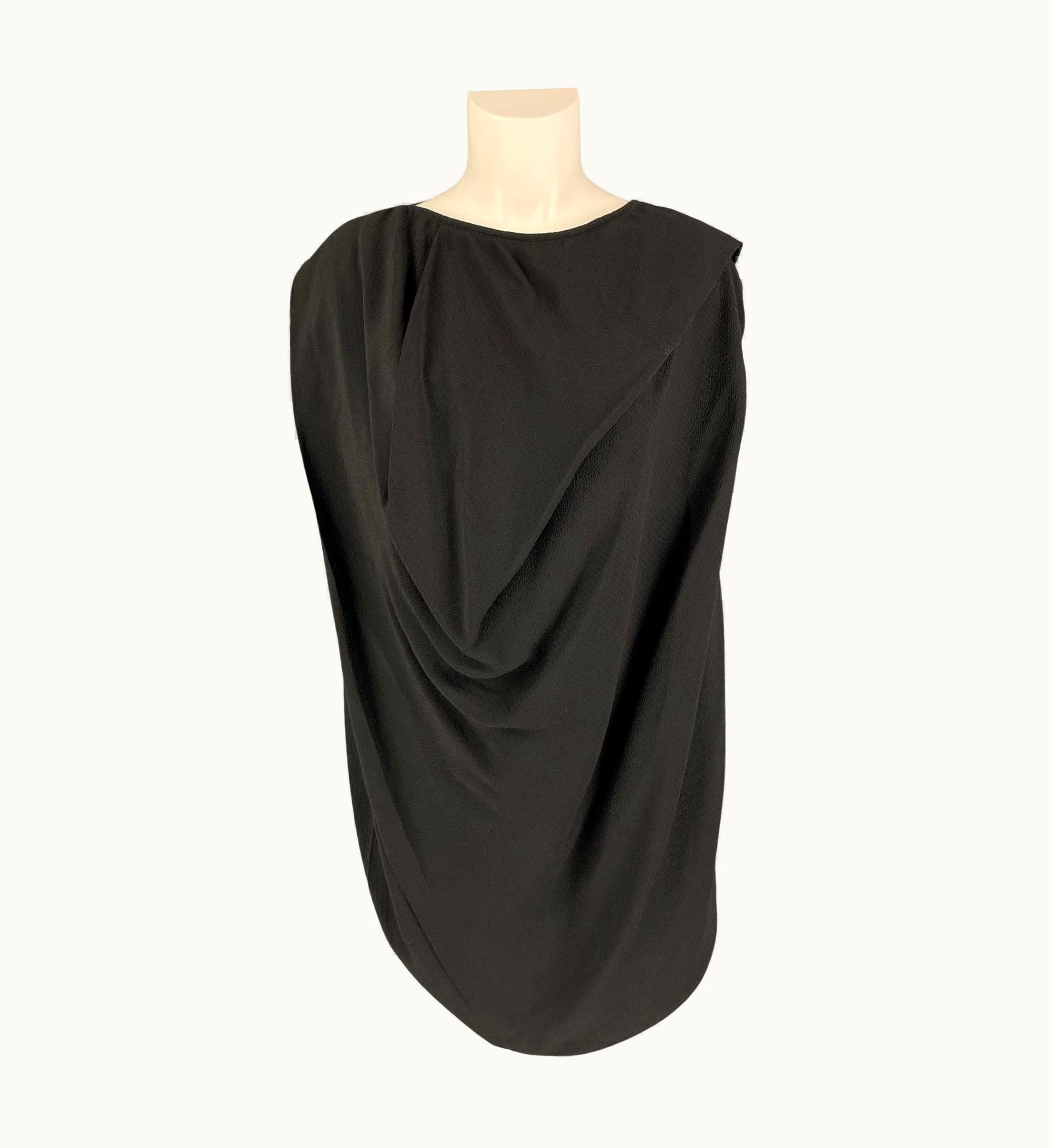 Rick Owens Glitter AW 17 Black Viscose Draped Sleeveless Blouse