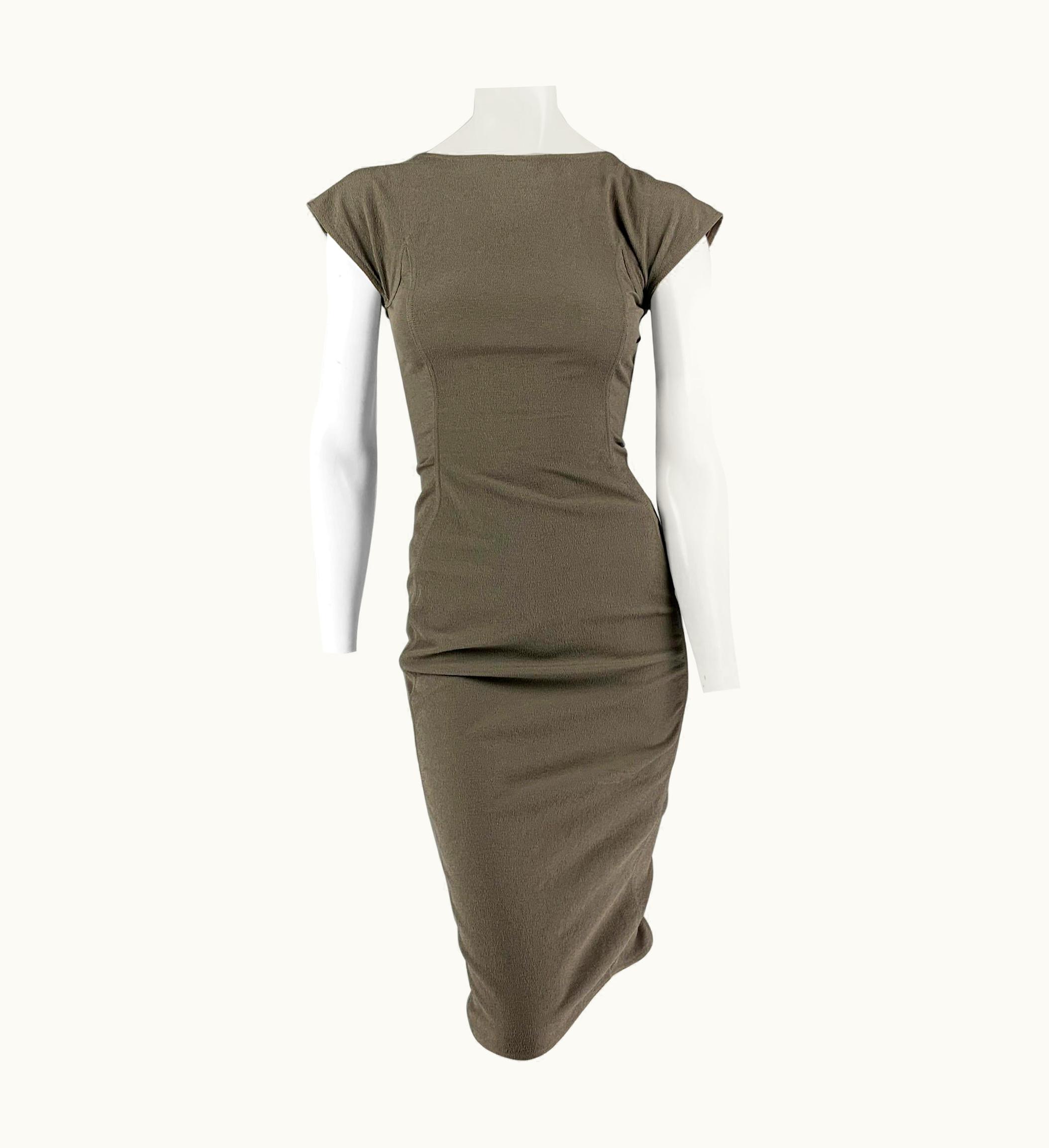 Rick Owens Moss Cotton Blend Textured Cap Sleeves Dress