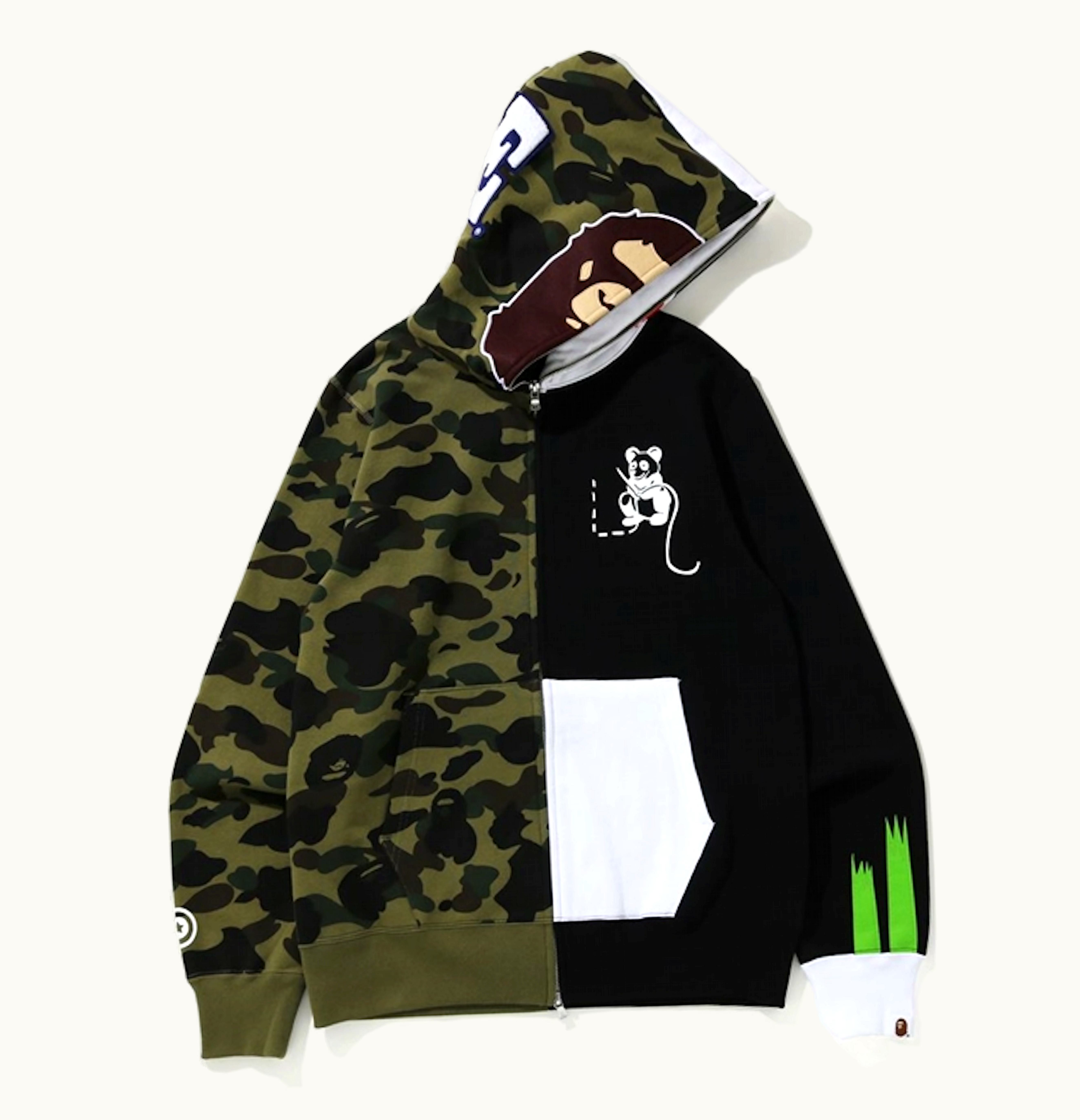 BAPE BAPE 1st Camo Ape Panda Half Full Zip Hoodie Green
