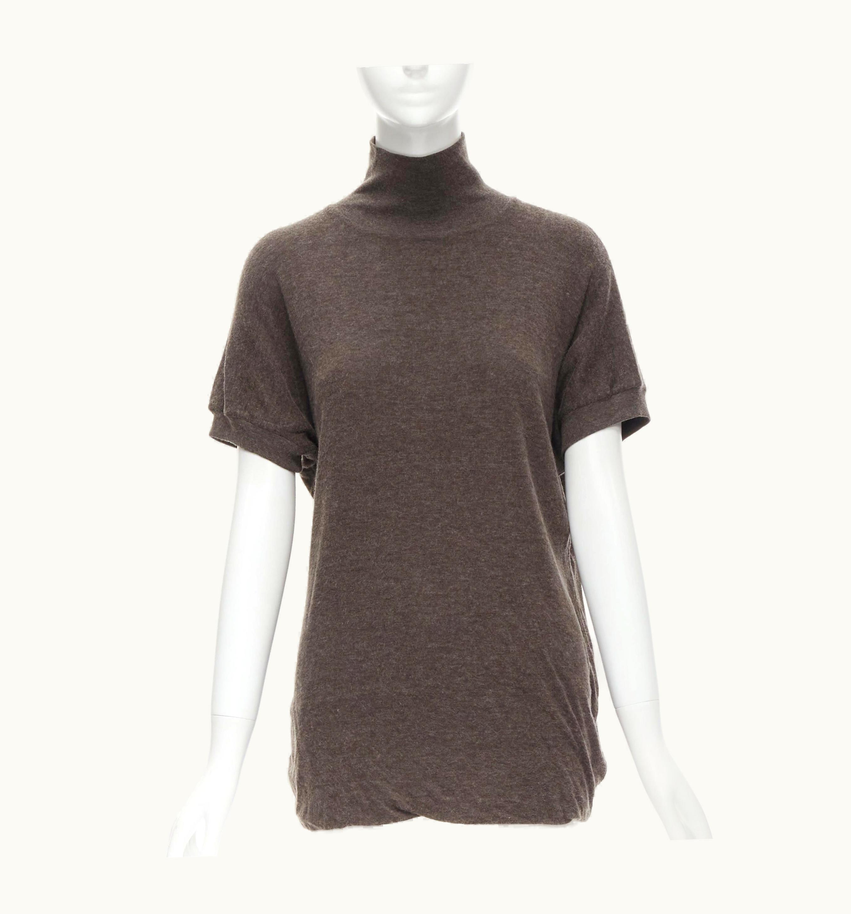 Rick Owens Lilies Dust Grey Knit Dolman Sleeve Turtleneck Sweater