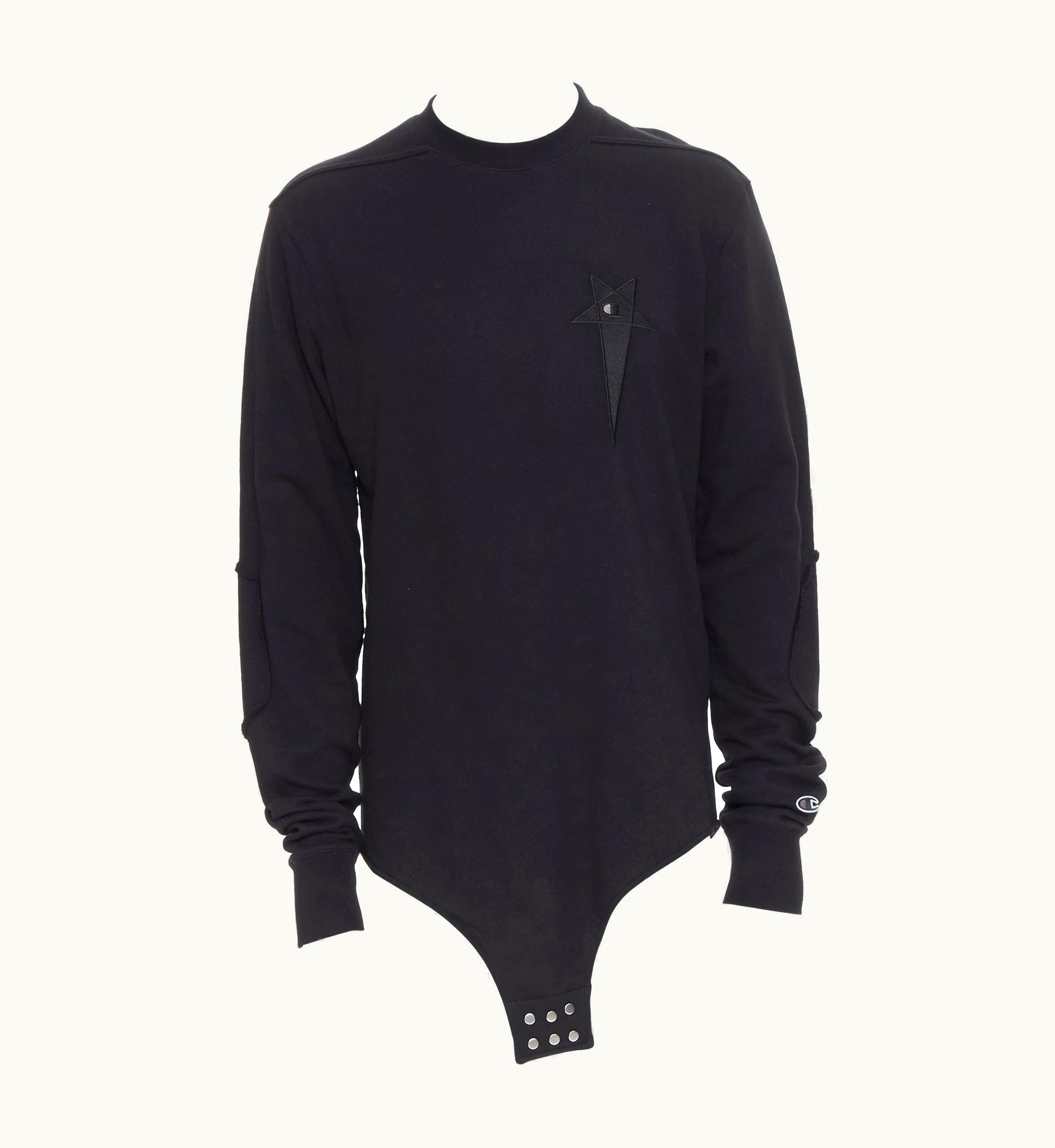 Rick Owens Champion S/S Tecuatl Black Pentagram Star Embroidered Sweater UZ0616960