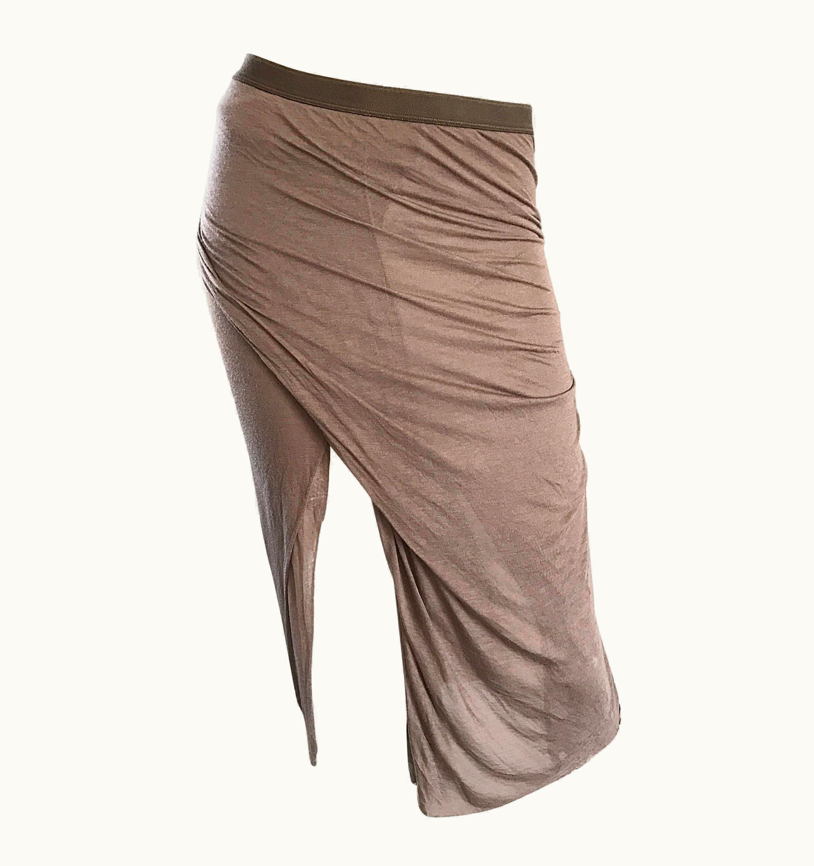 Rick Owens Dust Light Brown Asymmetrical Bodycon Runway Skirt Or Strapless Top