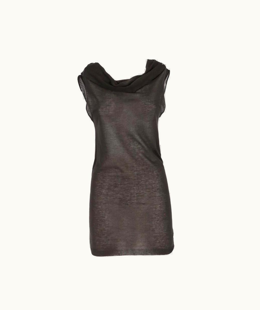 Rick Owens 2010s Rick Owens Semi-transparent Gray Knit Sleeveless Dress