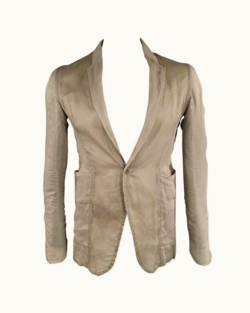 Rick Owens 40 Beige Sheer Cotton Sport Coat Spring Summer 2013