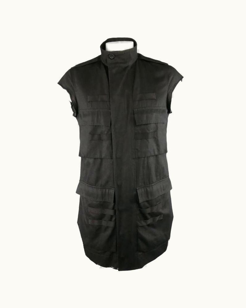 Rick Owens Cyclops S/S 2016 42 Black Solid Cotton Military Pocket Vest