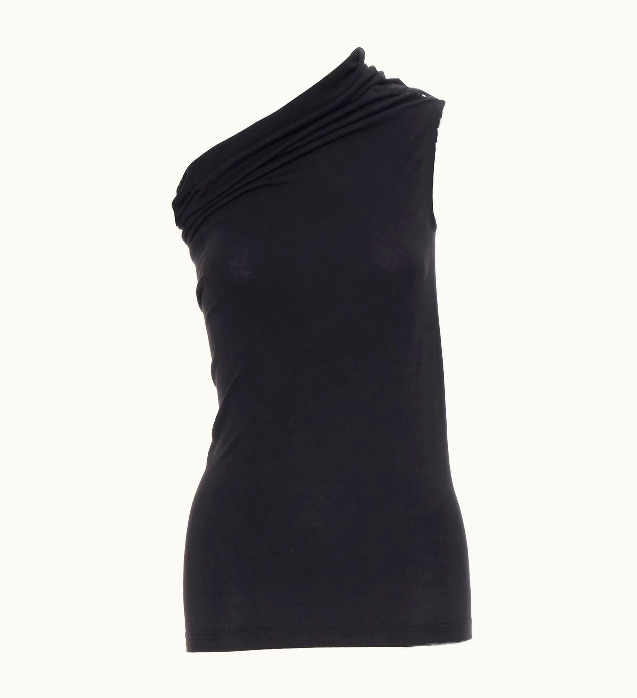 Rick Owens AW18 Sisyphus Black Cotton Studded One Shoulder Top UZ0617017