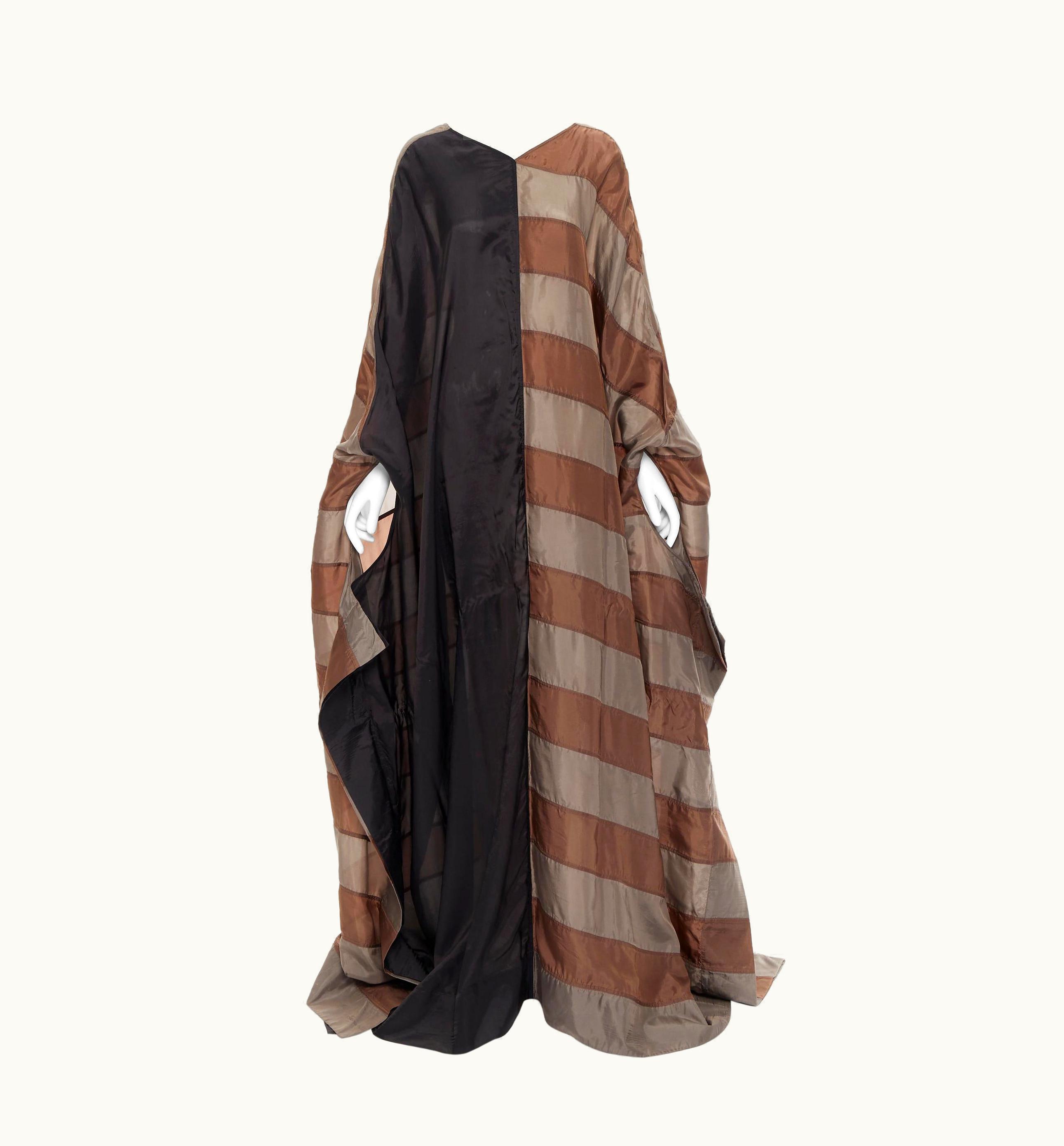 Rick Owens 2019 Babel Runway Black Blood Dust Stripe Maxi Cape Dress Rare