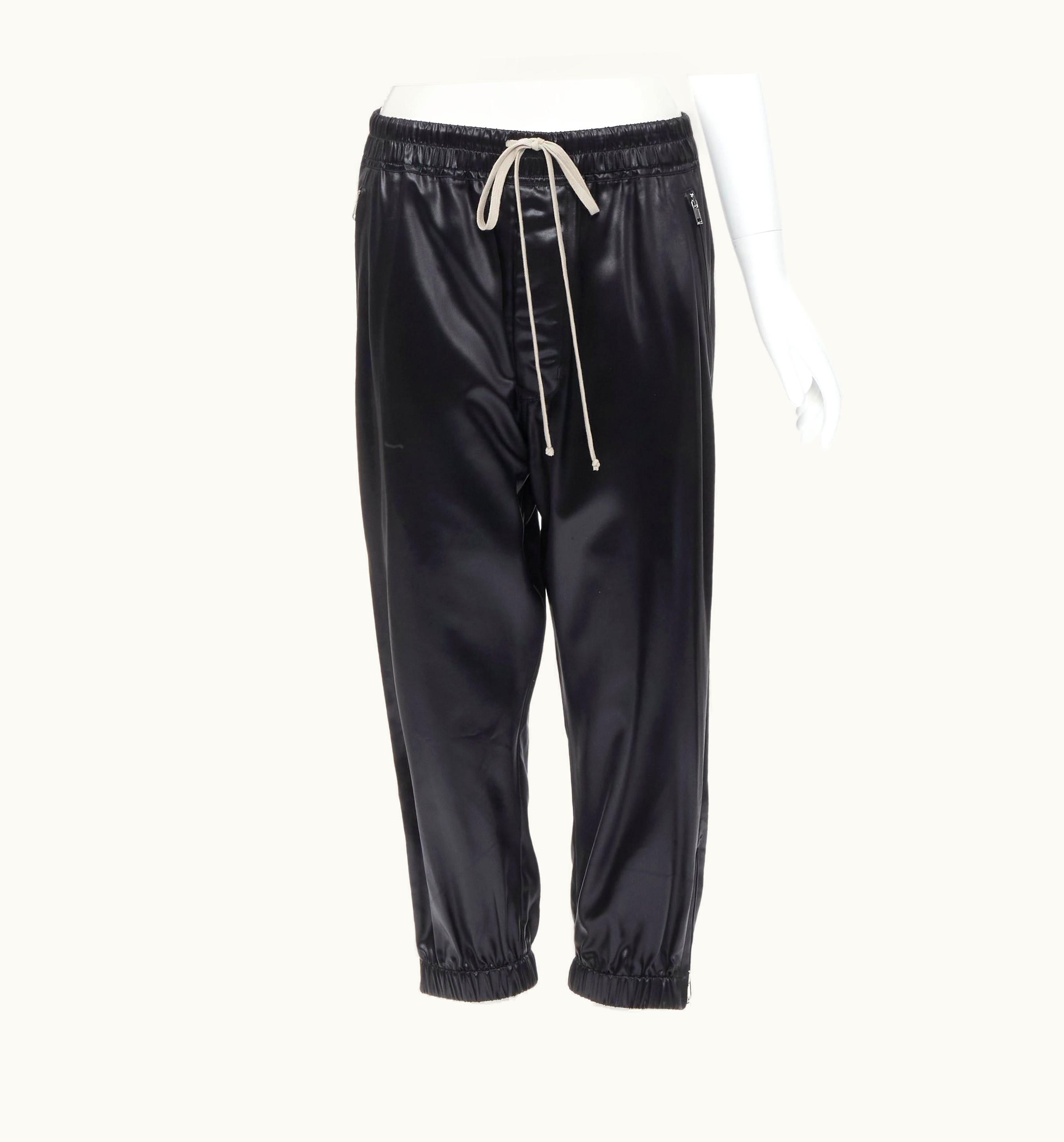 Rick Owens Performa 2020 Black Drop Crotch Cropped Track Pants