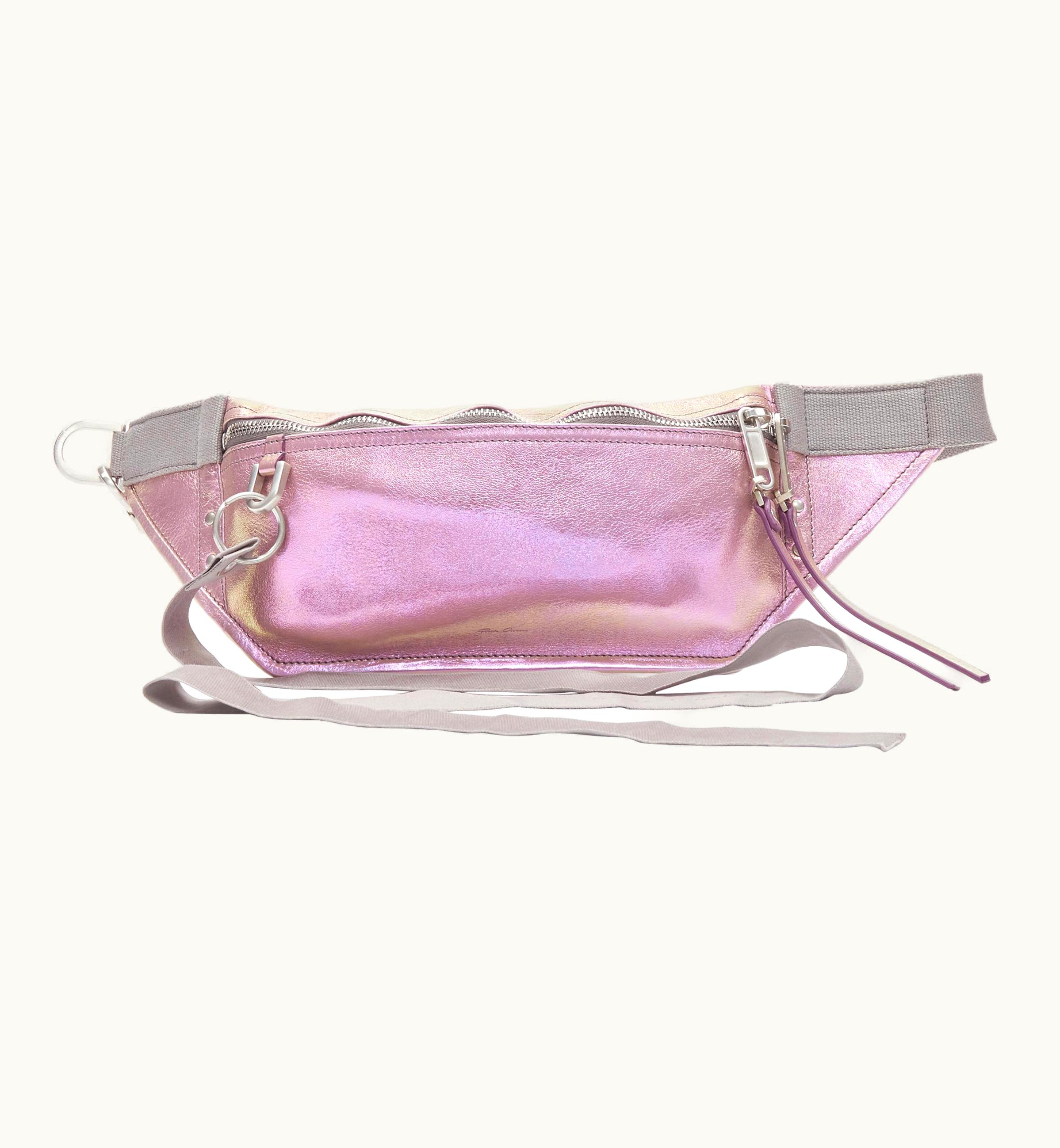 Rick Owens Tecuatl Cerberus Purple Iridescent Leather Crossbody Waist Bag