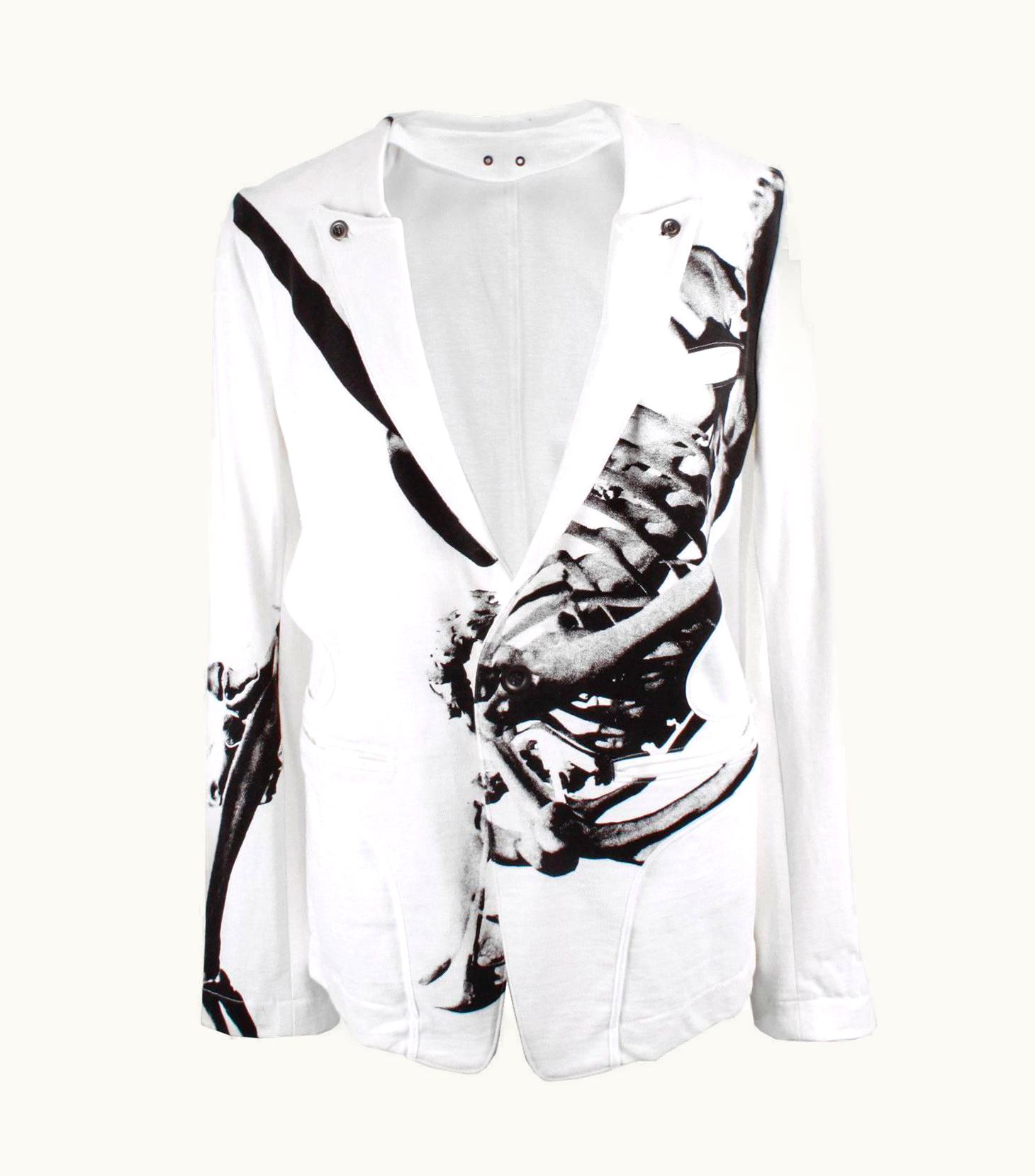 Yohji Yamamoto Y' Red Label White Skeleton Print Jacket