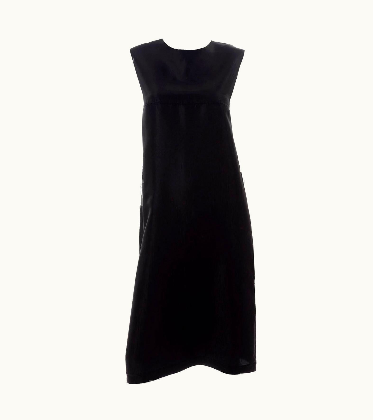 Yohji Yamamoto +Noir Sleeveless Black Textured Rayon Column Dress
