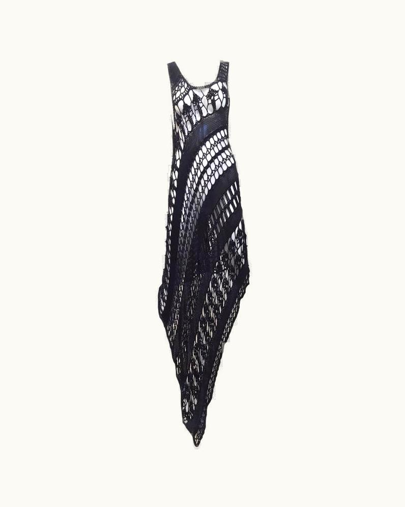 Yohji Yamamoto Navy Blue Crochet Beach Cover Up Dress, 1990s