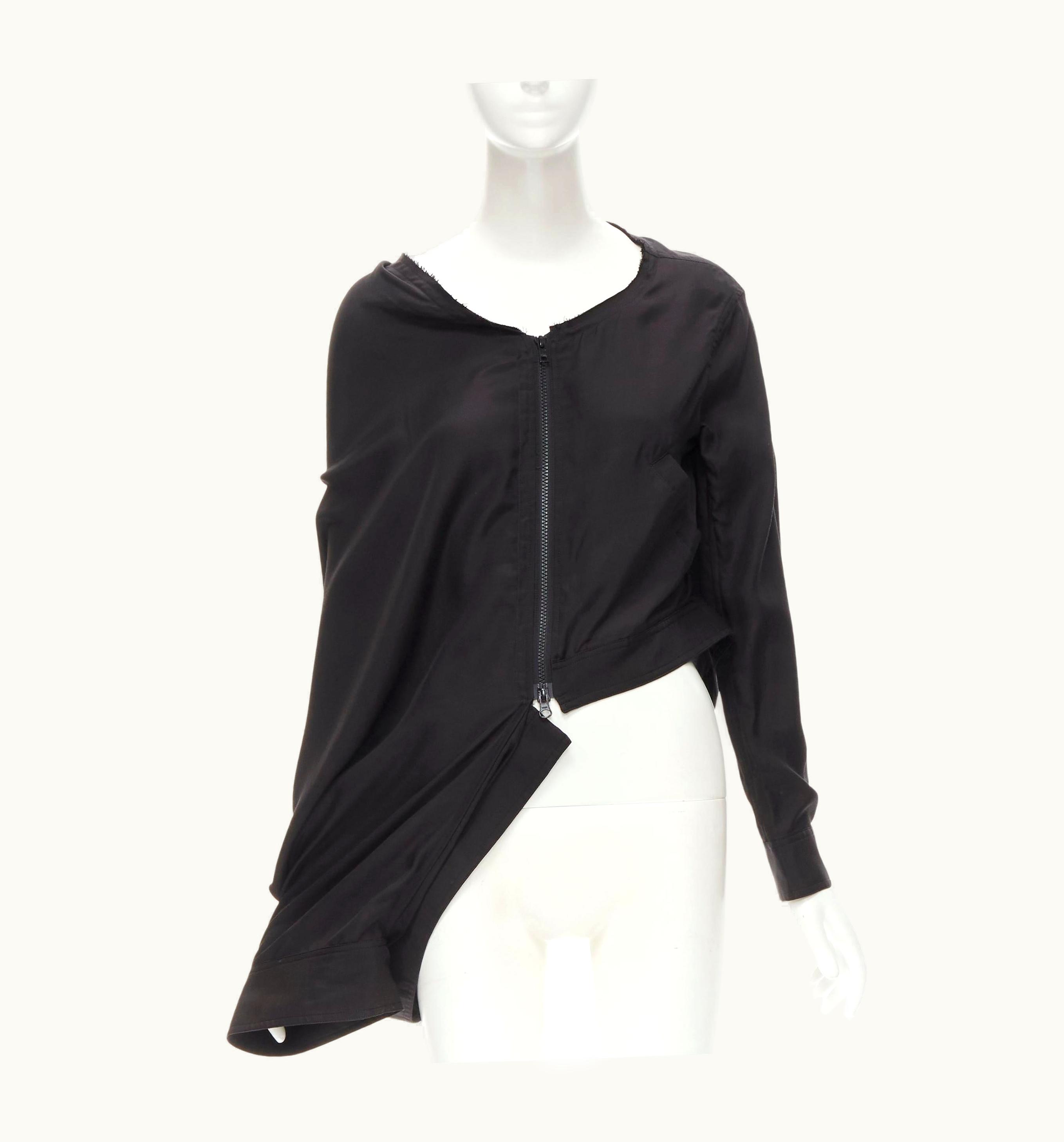 Yohji Yamamoto Vintage Runway Black Asymmetric Zip Jacket Jp2