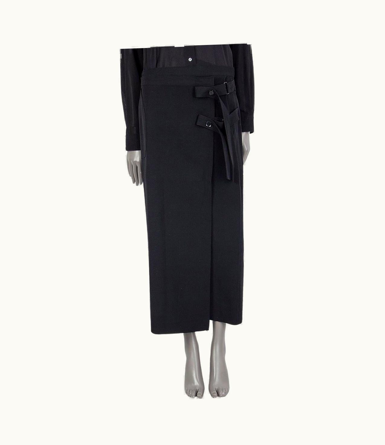 Yohji Yamamoto Black Wool Side Fastener Maxi Skirt 3