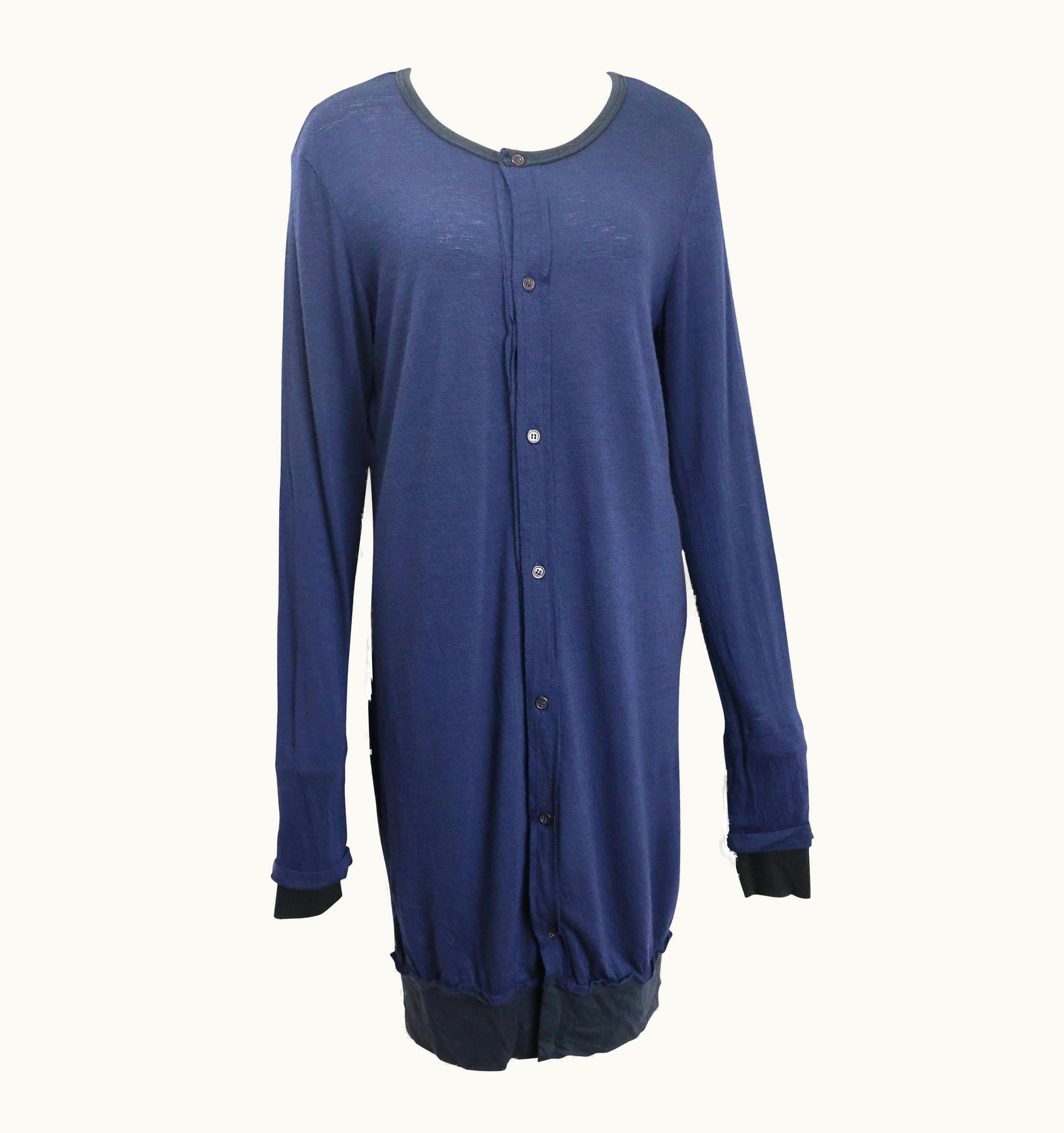 Yohji Yamamoto Y' By Yohji Yamamoto Dark Navy Wool Long Sweater/Dress