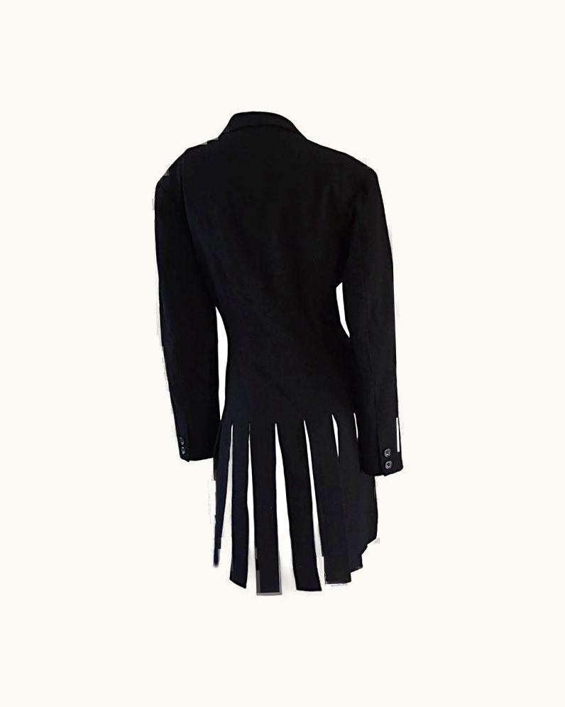 Yohji Yamamoto Rare Early Yohji Yamamoto Black Wool ' Carwash Hem ' Vintage Jacket S/S Blazer