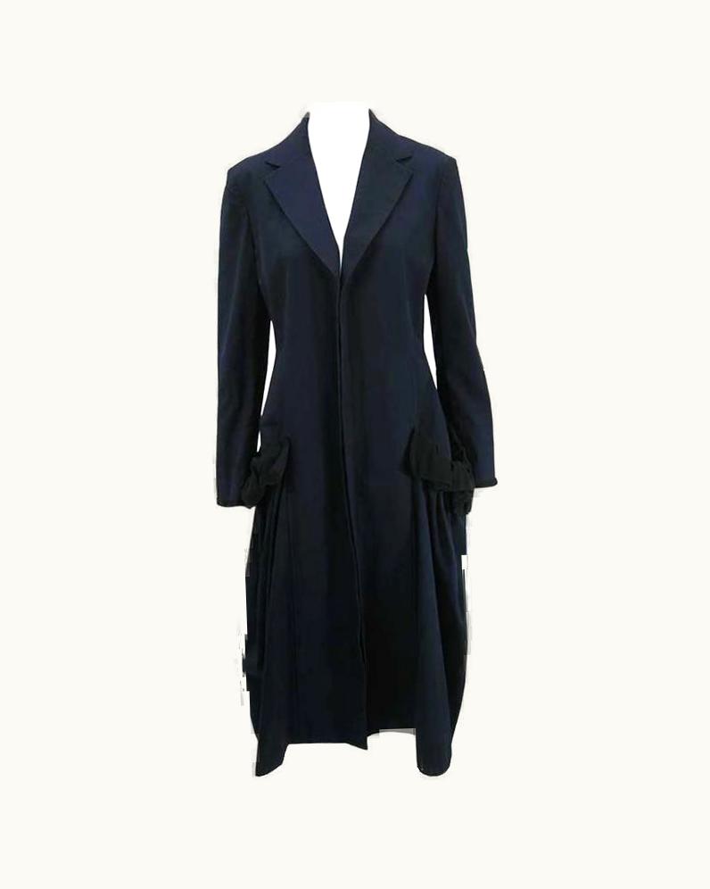 Yohji Yamamoto +Noir Navy Coat With Oversize Pockets