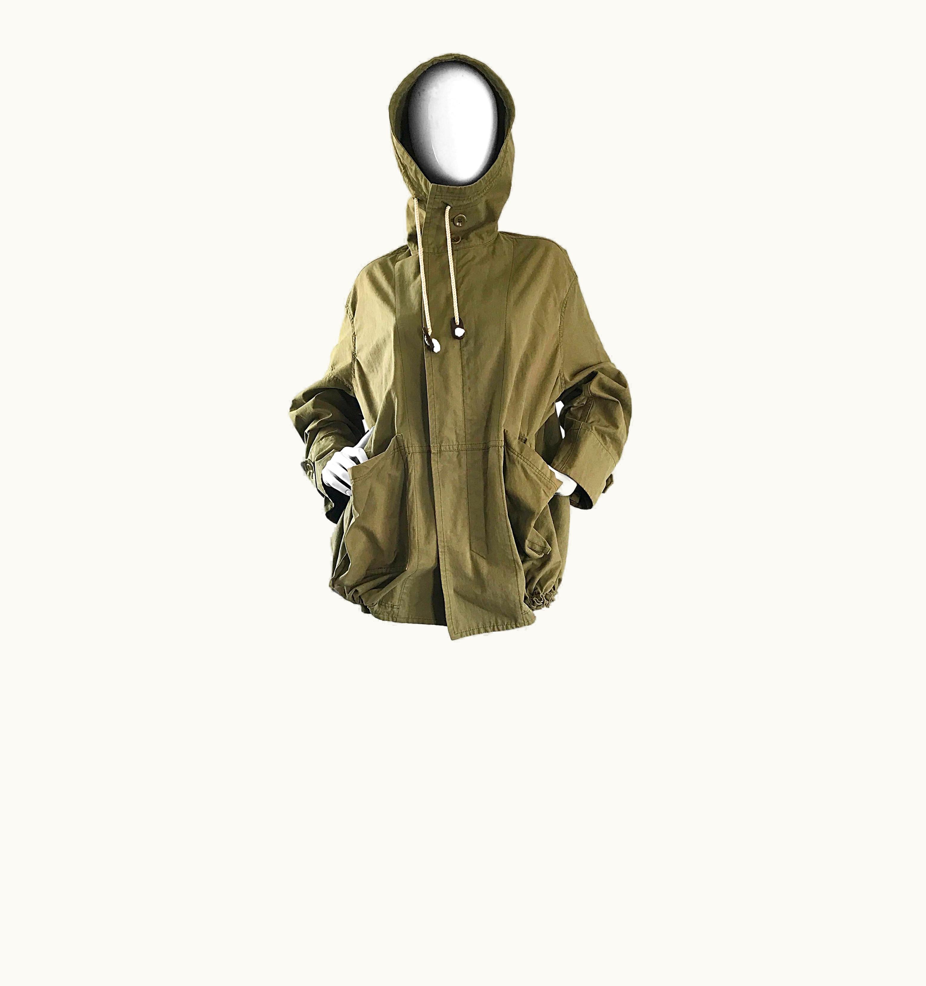 Yohji Yamamoto 1990s Yohji Yamamoto Y' Unisex Army Green Hooded Vintage 90s Cargo Jacket