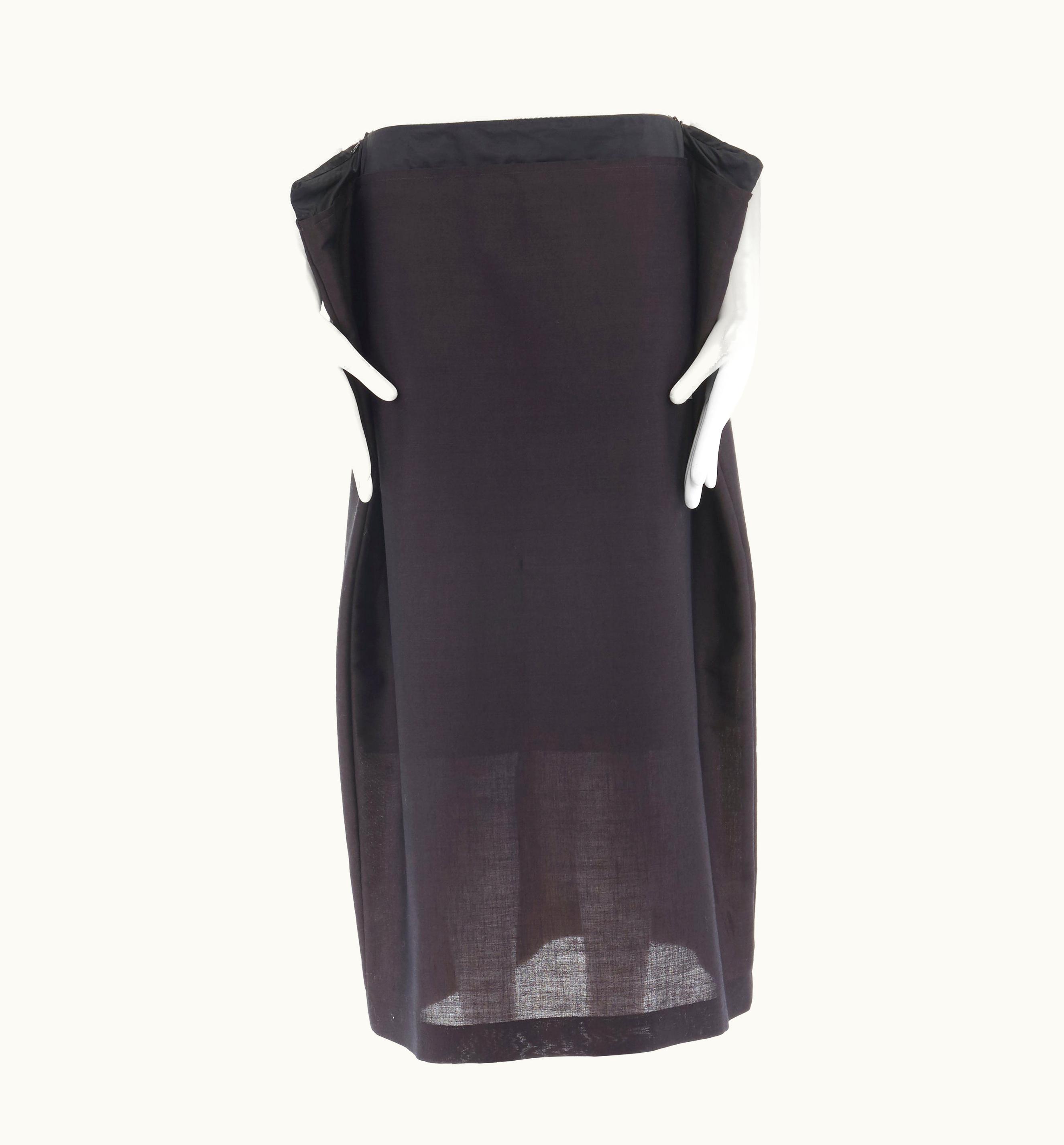 Yohji Yamamoto Black Mohair Blend Zip Waist Structured Square Cut Skirt Jp1