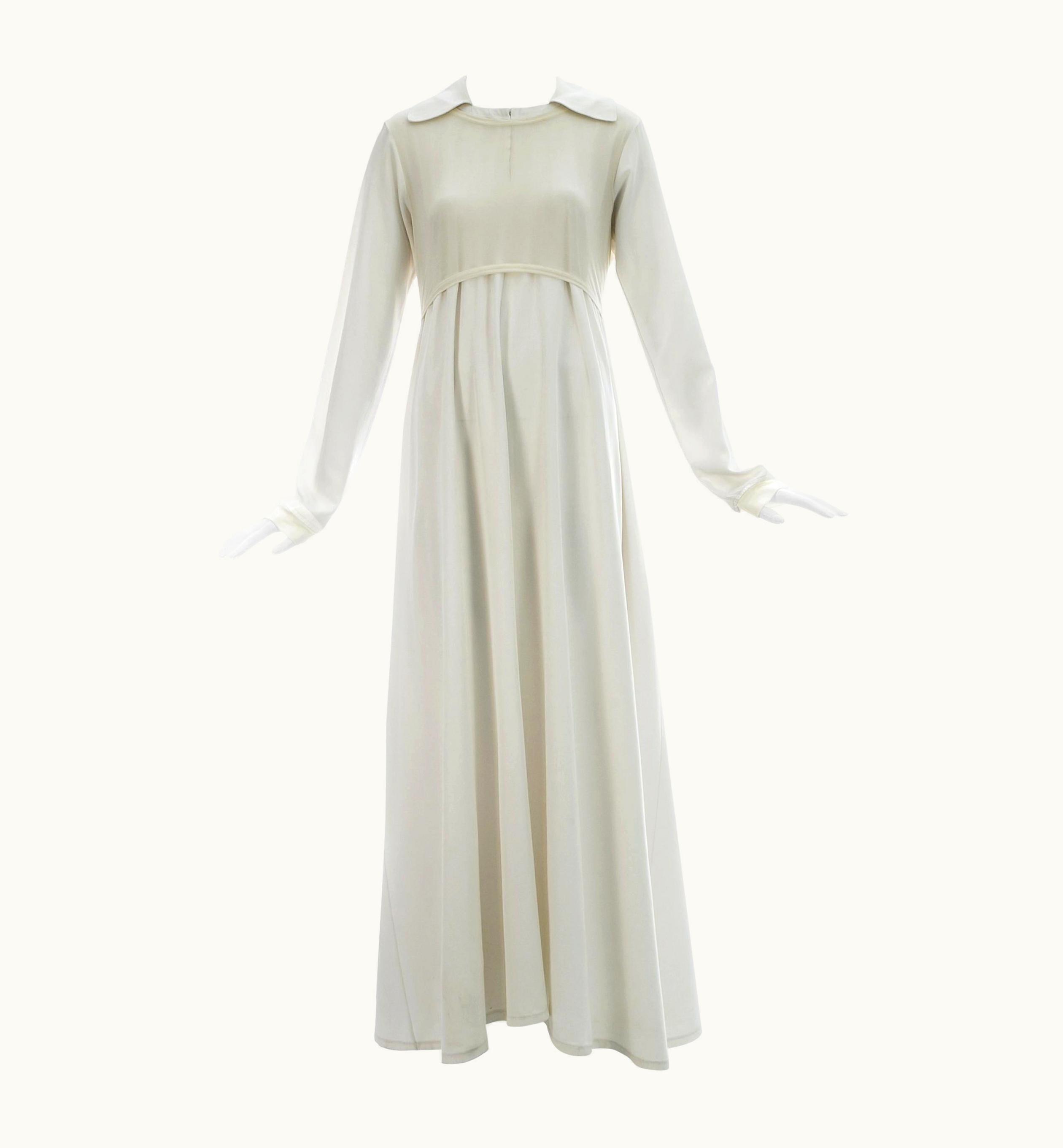 Yohji Yamamoto White Cotton Maxi Dress With Nylon T-shirt, C. 1990s