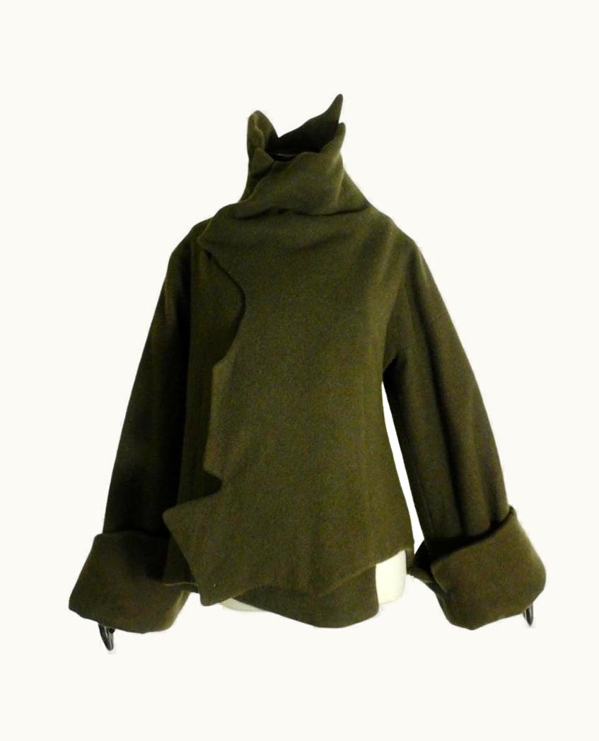 Yohji Yamamoto Vintage Asymmetrical Wool And Cashmere Wrap Coat