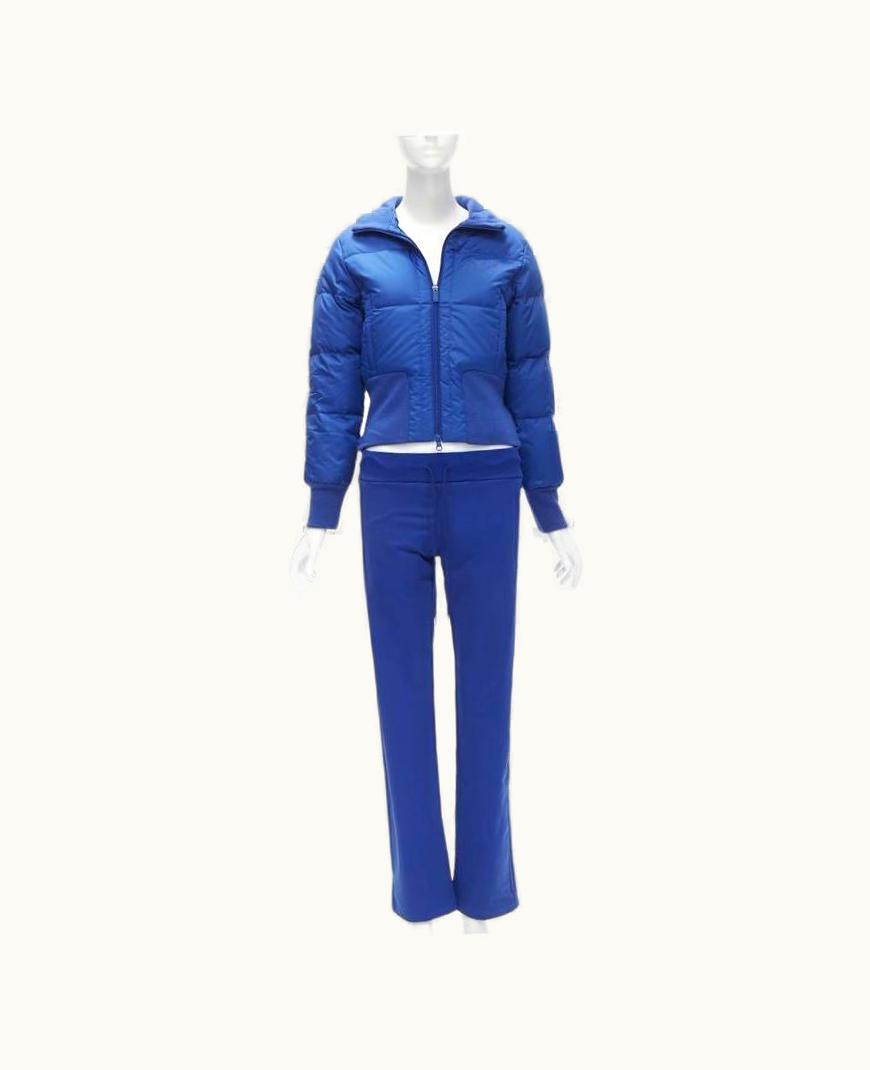 Yohji Yamamoto Y3 Yohji Yamamoto Adidas Blue Nylon Padded Puffer Jacket Pants Track Suit Sets