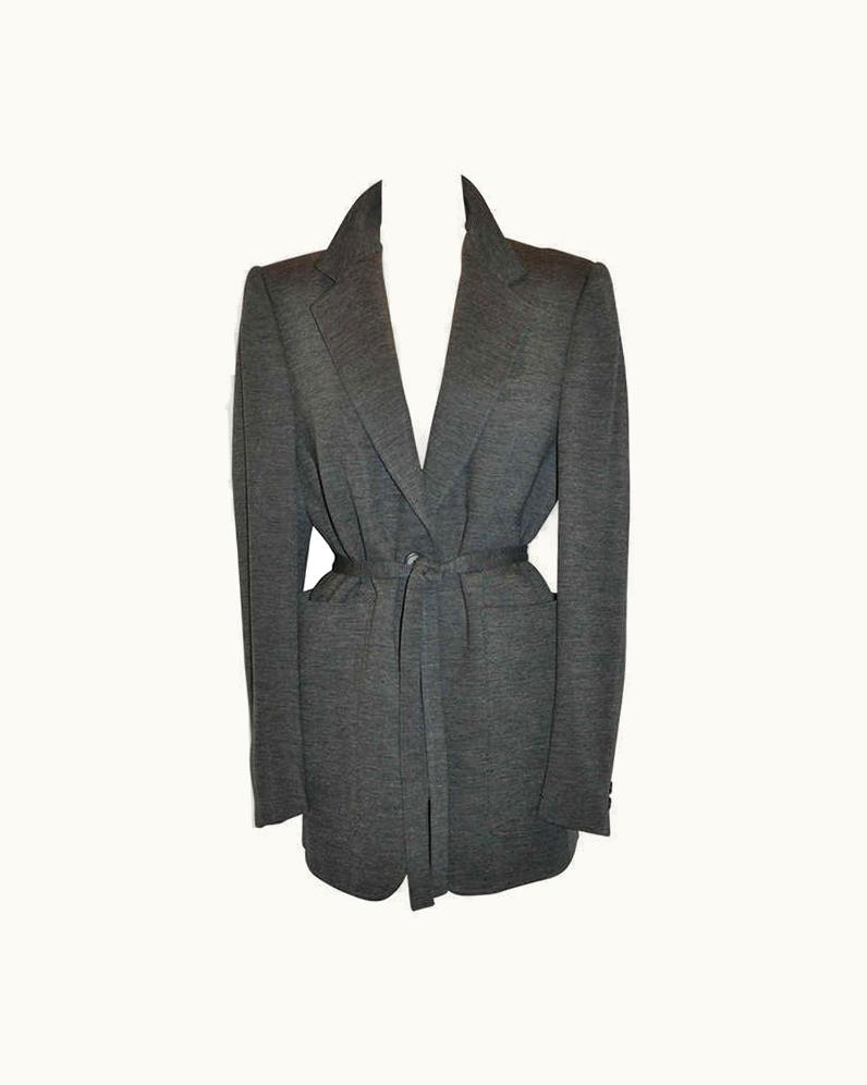 Yohji Yamamoto Yoshi Yamamoto Gray Wool Jersey With Tie Optional Belt