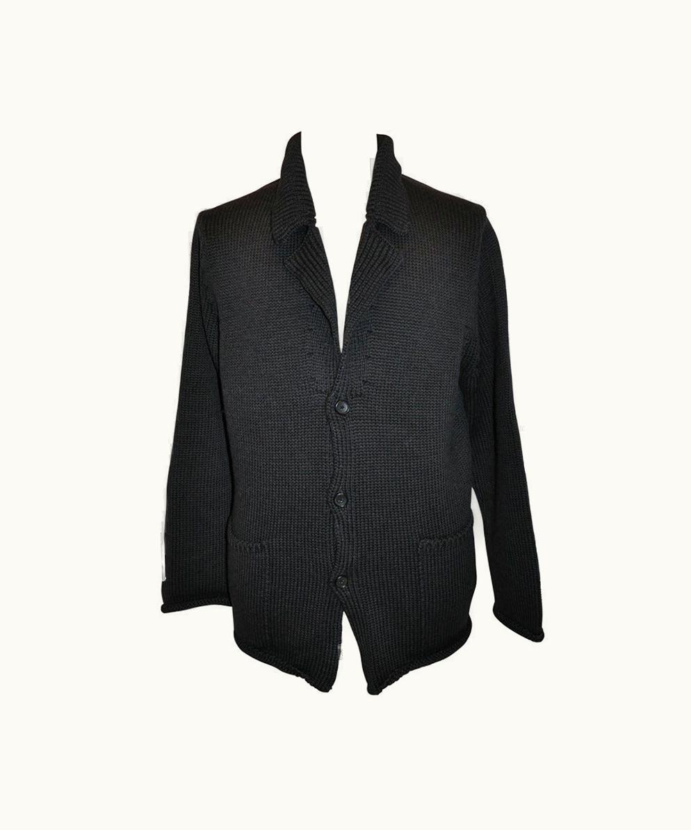 Yohji Yamamoto Yoshi Yamamoto Men' Pour Homme Dark Navy Button Front Sweater