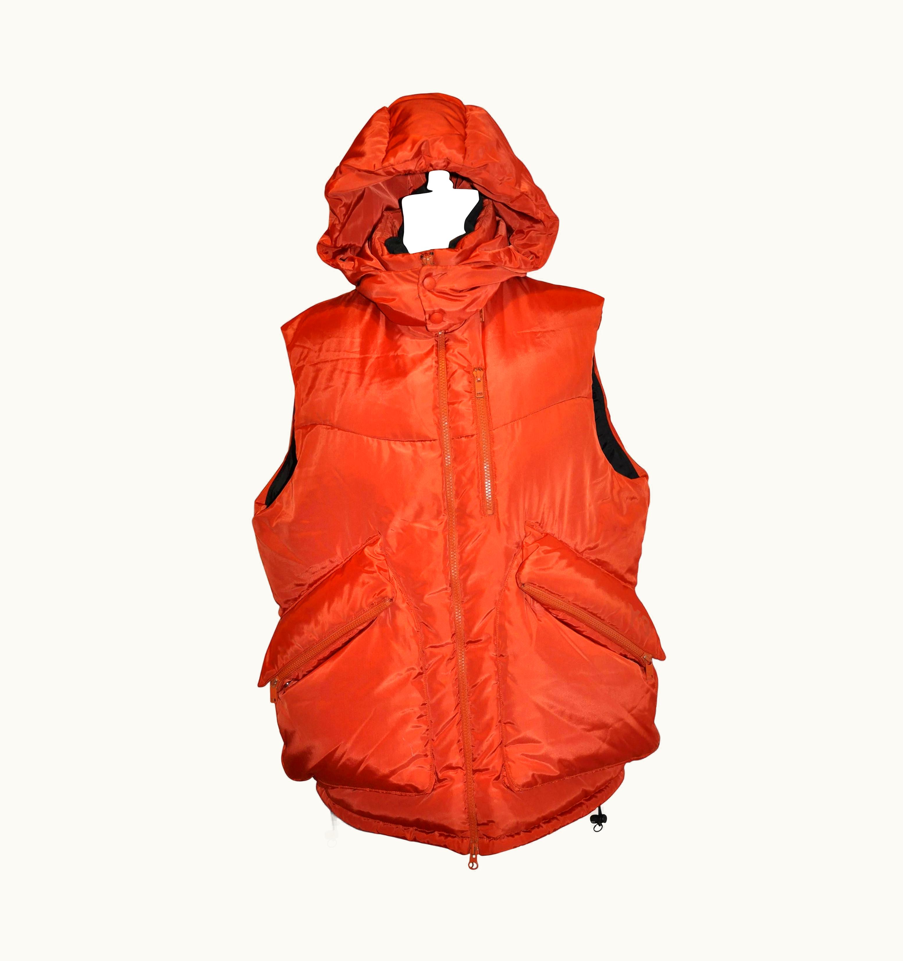 Yohji Yamamoto Y-3 Adidas Yoshji Yamamoto Bold Tangerine Down-Filled Men' Hooded Vest
