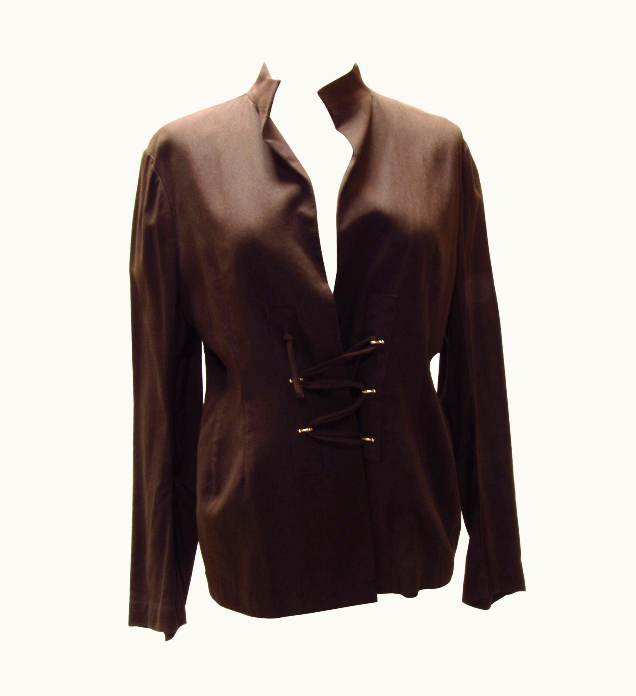 Yohji Yamamoto Y' Yohji Yamamoto Short Brown Lace Up Jacket