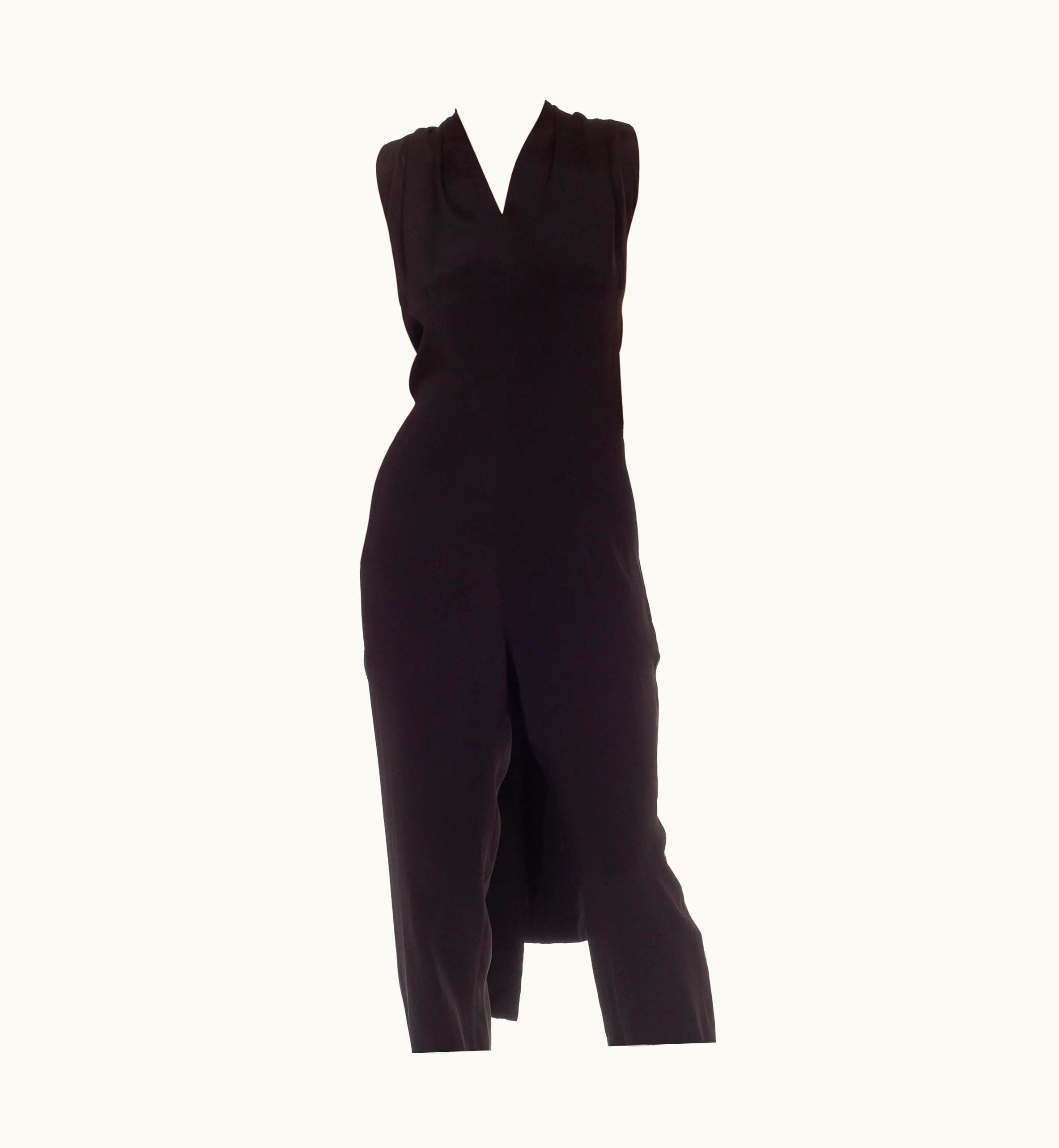Yohji Yamamoto 1980s Yohji Yamamoto Black Silk Sexy Backless Halter Jumpsuit