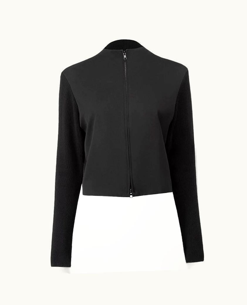 Yohji Yamamoto Women' Black Knit Panel Cropped Jacket