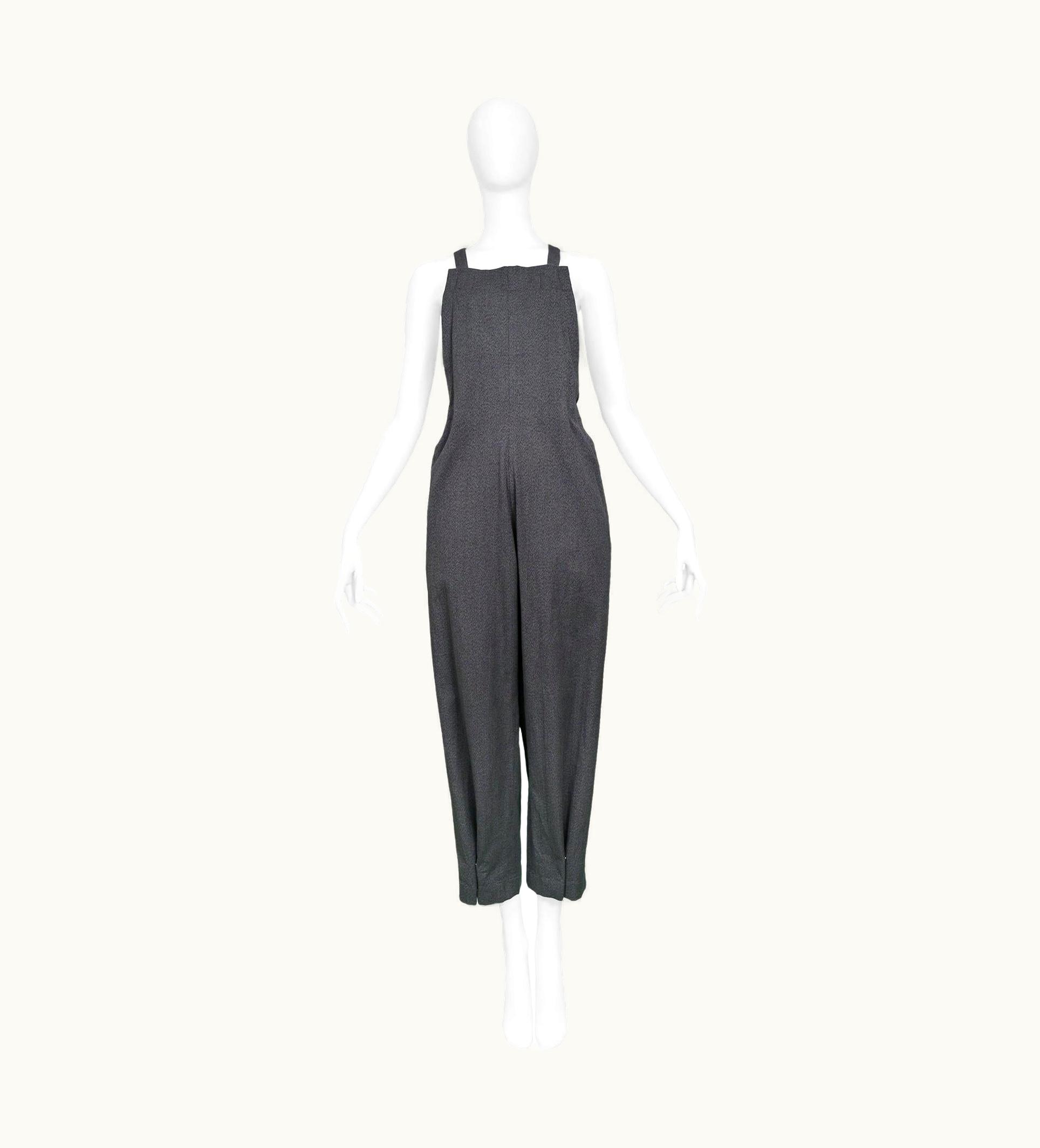 Yohji Yamamoto Grey Paper Bag Jumpsuit With Adjustable Straps