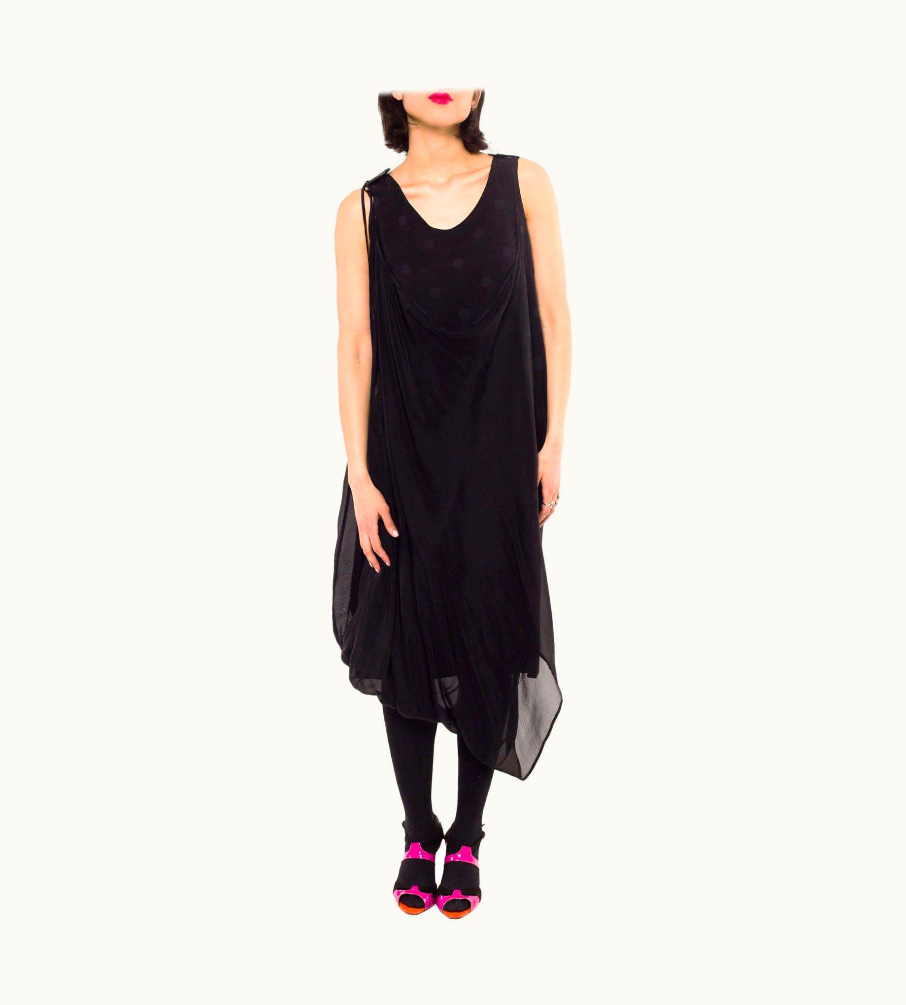 Yohji Yamamoto 1990s Yohji Yamamoto Black & Grey Georgette Dress