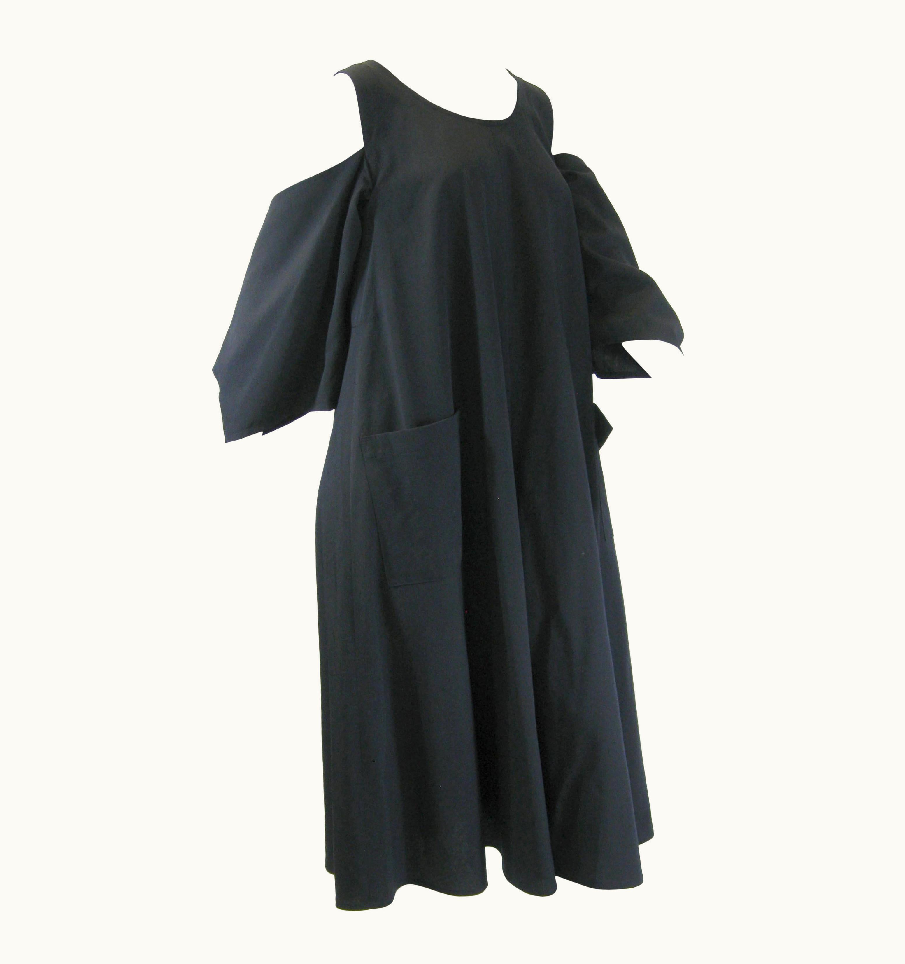 Yohji Yamamoto Navy Blue Shoulder Cut Out Dress