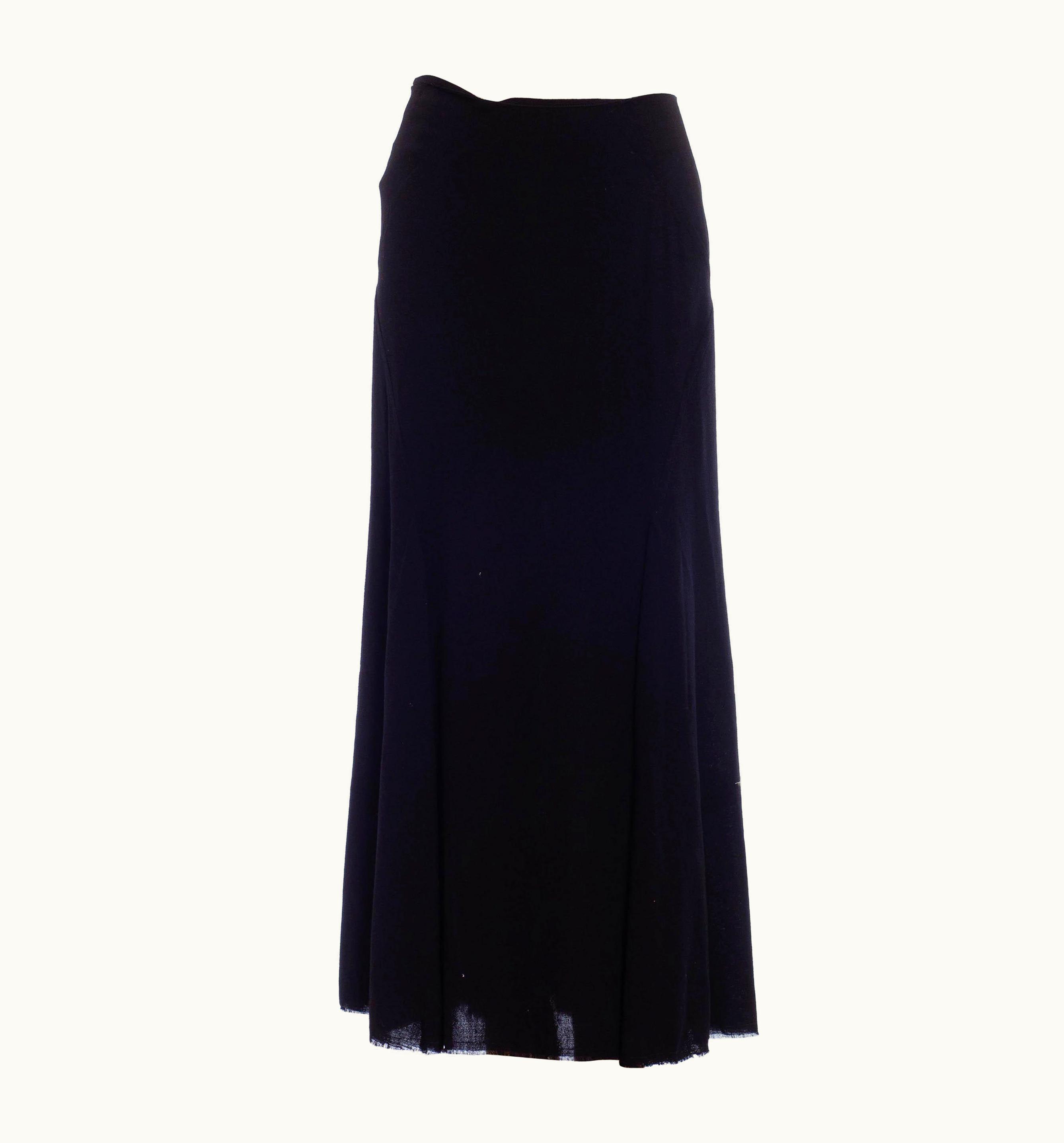 Yohji Yamamoto 1990s Yohji Yamamoto Black Wool Blend Asymmetrical Maxi Skirt