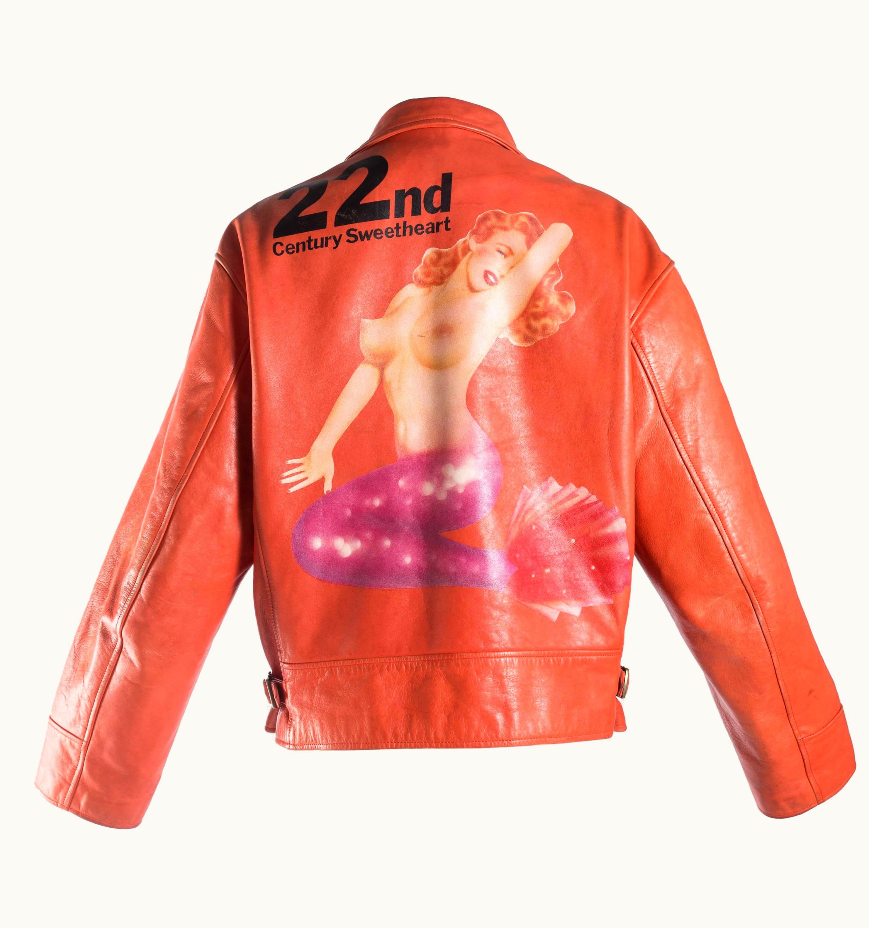 Yohji Yamamoto Orange Leather Jacket With Marilyn Monroe Pin-up, A S/S W 1991