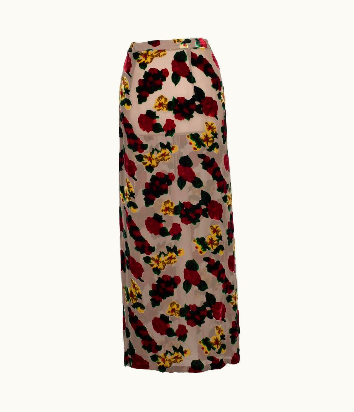 Yohji Yamamoto Floral Devoré Skirt Show Piece 1997