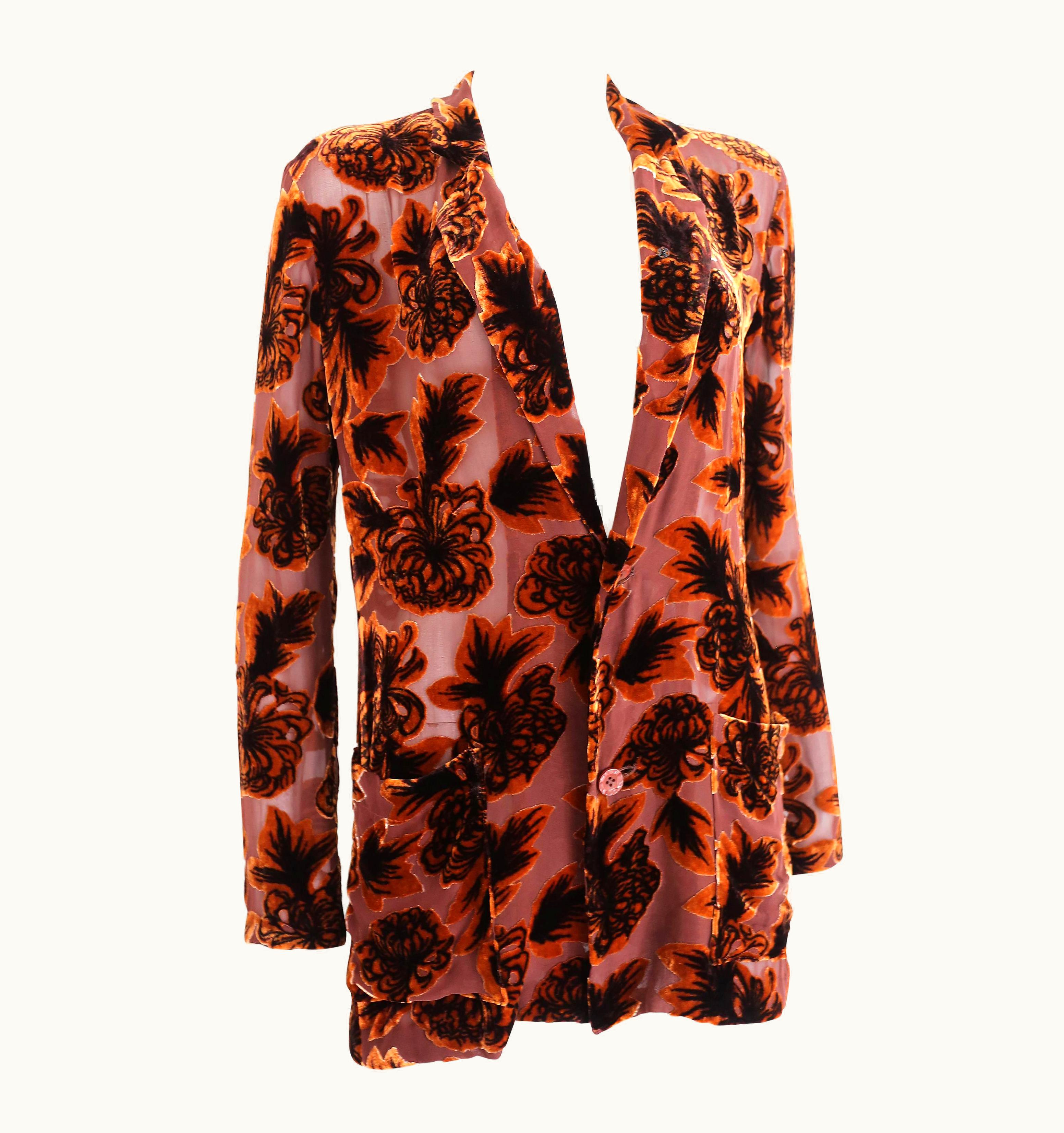 Yohji Yamamoto Silk Chiffon Blazer With Velvet Patchwork, S/S 1997